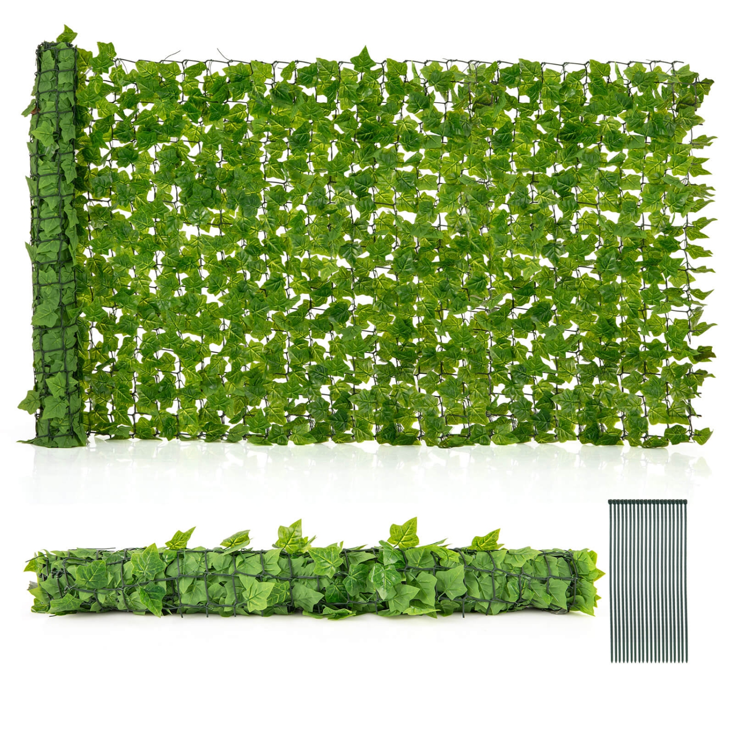 Rouleau mural de feuilles vertes d'intérieur en forme d'Ivy de 120 x 40 po de Costway pour l'extérieur