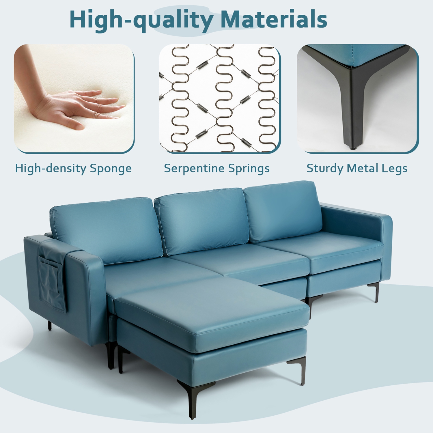 Costway Modular L-shaped Sectional Sofa w/ Reversible Chaise & 2 USB Ports