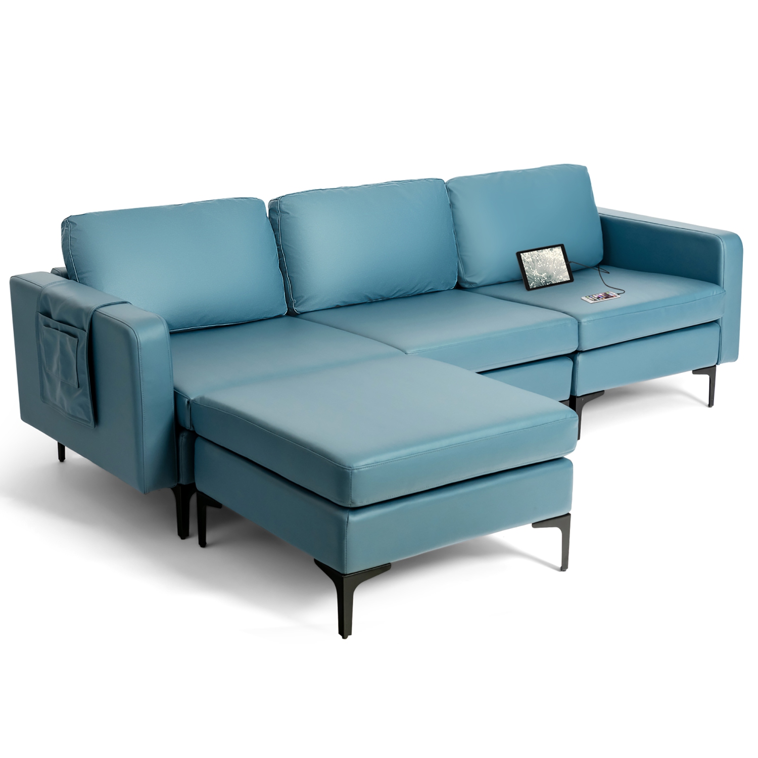 Costway Modular L-shaped Sectional Sofa w/ Reversible Chaise & 2 USB Ports