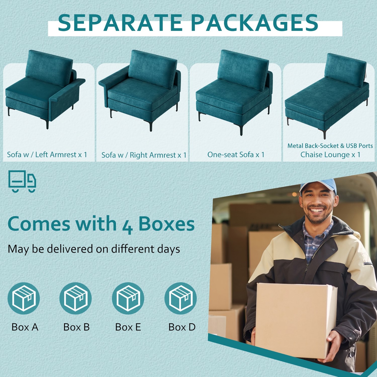 Costway Modern Modular L-shaped Sectional Sofa w/ Reversible Chaise & 2 USB Ports