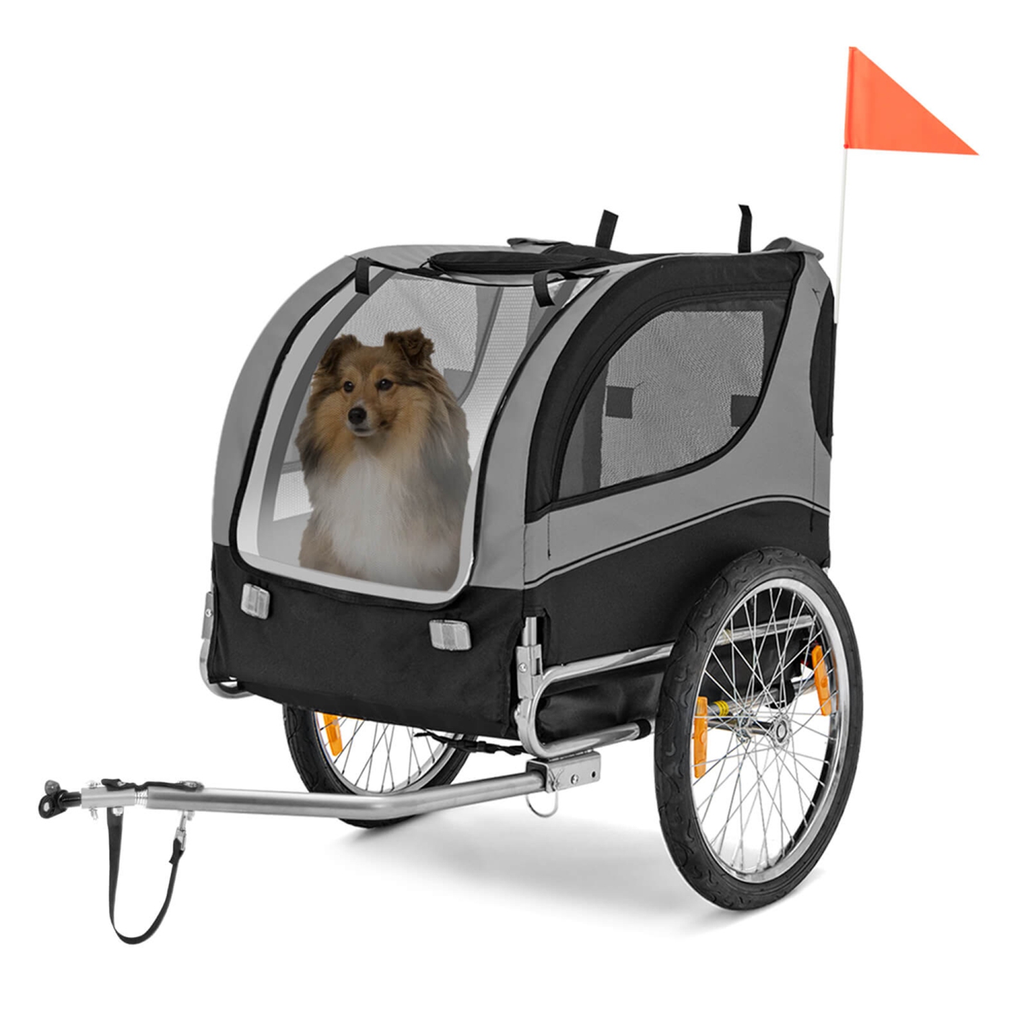 Chariot pliable pour chiens de remorque de Costway avec 3 entrées pour le voyage