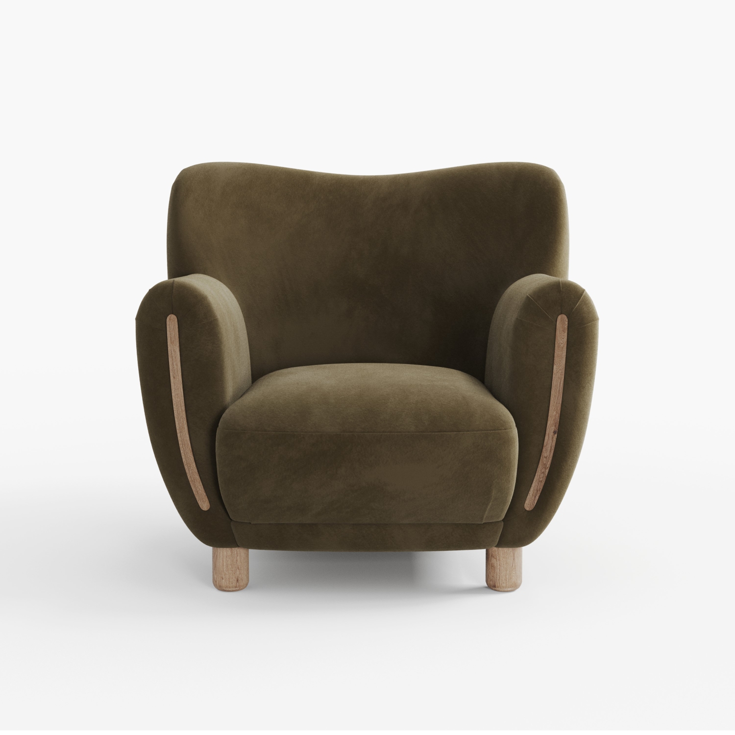 Fauteuil d'appoint en velours Emerald de Valencia, vert olive