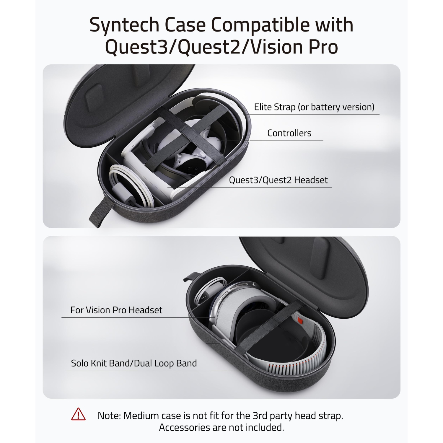 Hard Carrying Case Compatible with Oculus/Meta Quest 3, Quest 2, Vision Pro,Accessories VR Headset with Elite Strap,Touch Controllers and Other