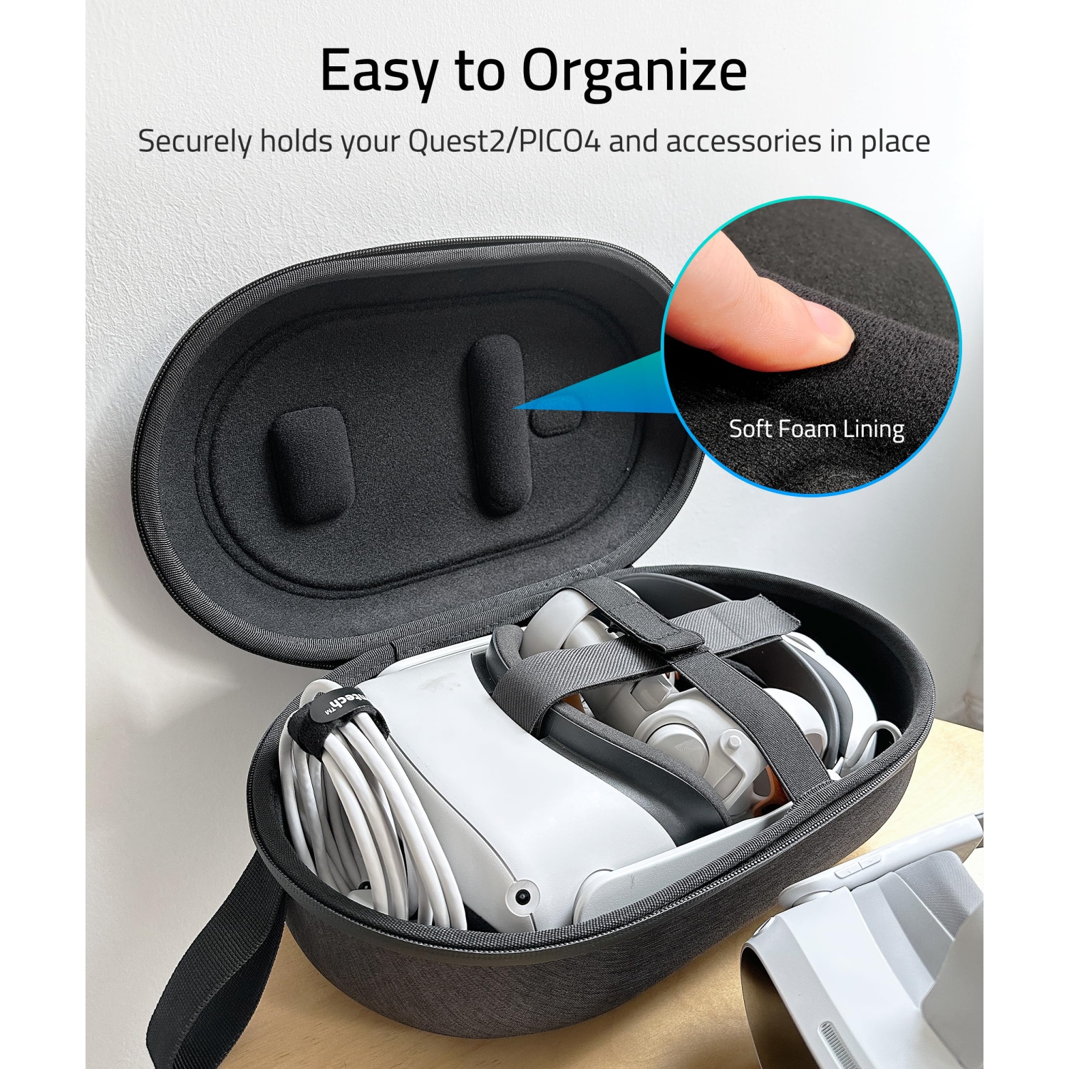 Hard Carrying Case Compatible with Oculus/Meta Quest 3, Quest 2, Vision Pro,Accessories VR Headset with Elite Strap,Touch Controllers and Other