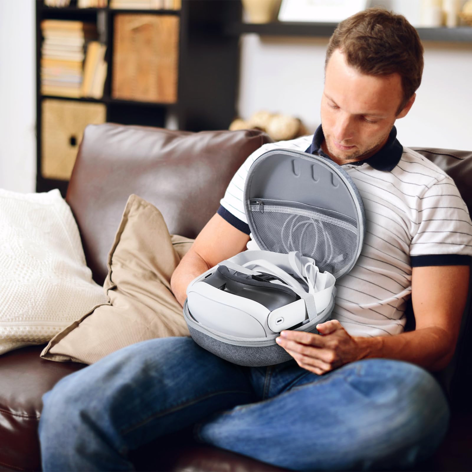 Étui de transport rigide pour accessoires Meta Quest 3, sac de transport antichoc compatible avec le casque de réalité virtuelle Meta Quest 3,