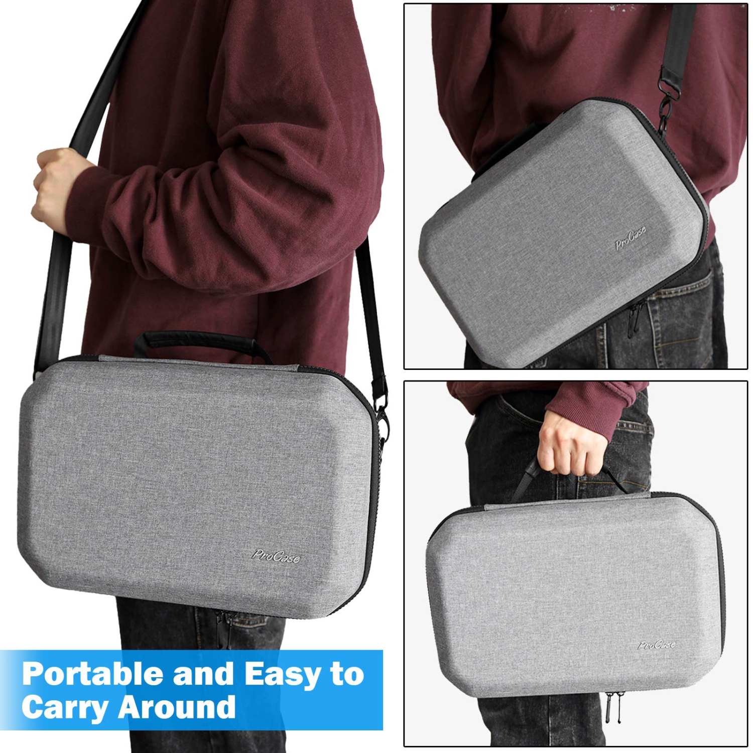 Hard Travel Case for Oculus Quest 2 VR Gaming Headset, Controllers Accessories Shockproof EVA Hard Shell Carrying Case Storage Bag with Shoulder