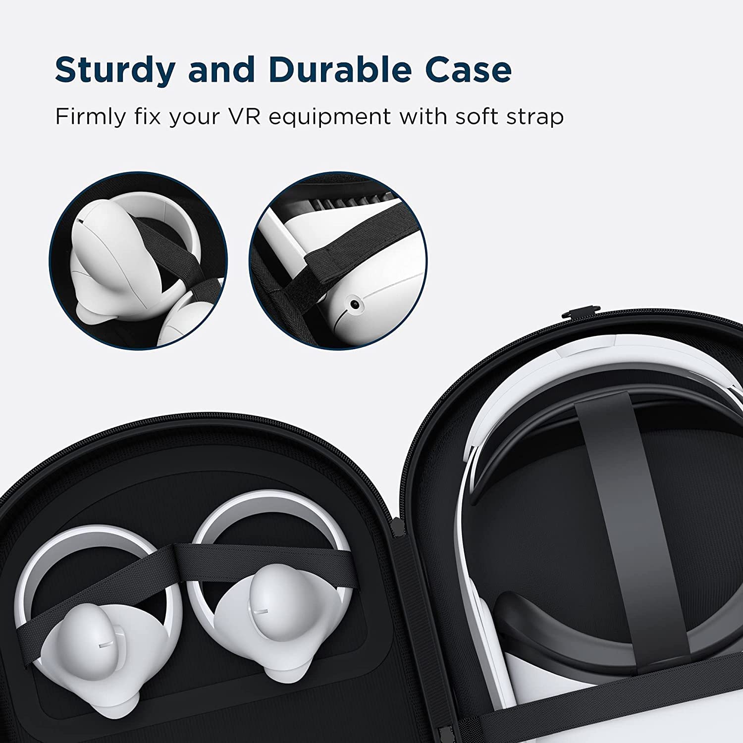 VR Carrying Cases Compatible for Oculus Quest 2, Hard Carrying Travel Case All-in-One Storage,Compatible with Elite Strap VR Headset and Handle