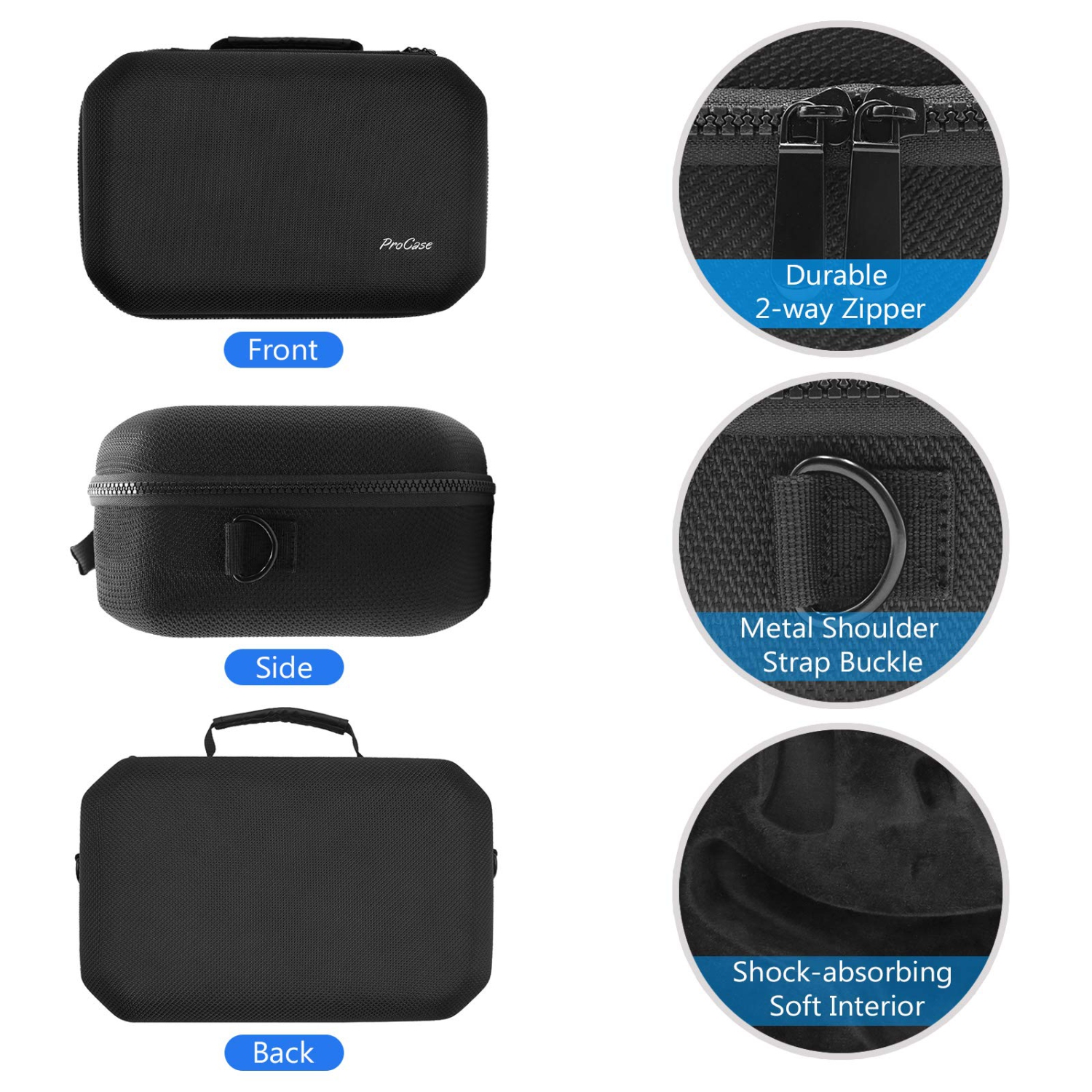 Hard Travel Case for Oculus Quest 2 VR Gaming Headset, Controllers Accessories Shockproof EVA Hard Shell Carrying Case Storage Bag with Shoulder