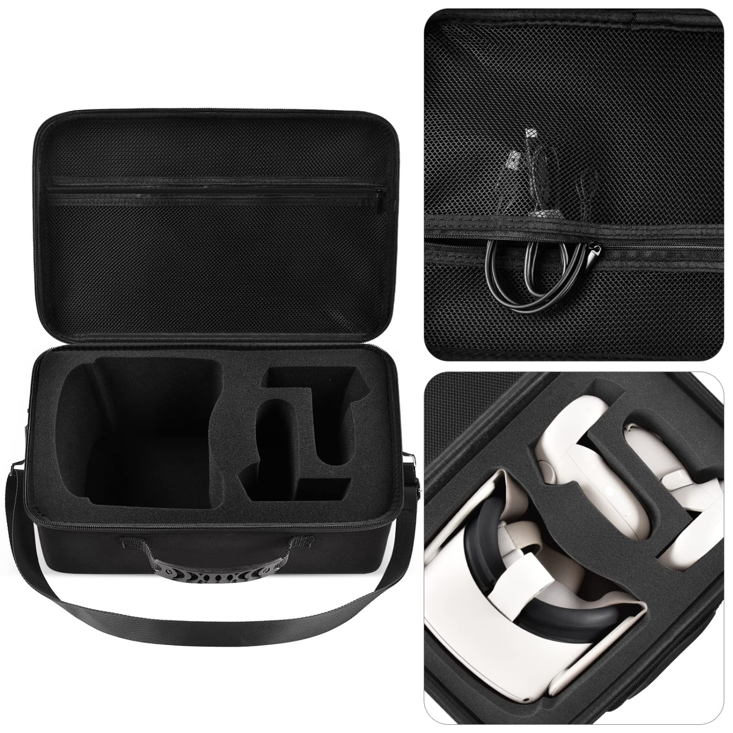 Hard Carrying Case Compatible with Oculus Quest 2 All-in-One VR Gaming Headset and Touch Controllers, Travel Bag with Silicone Face Cover & Lens