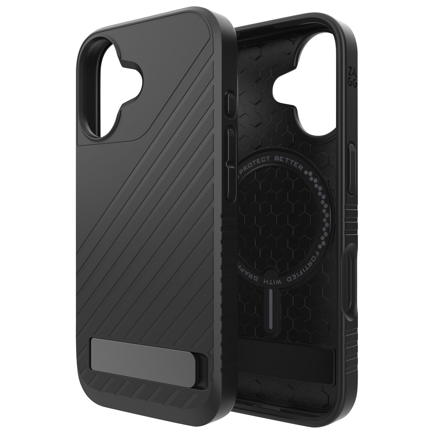 Étui rigide ajusté Denali Snap de ZAGG avec béquille pour iPhone 16 - Noir