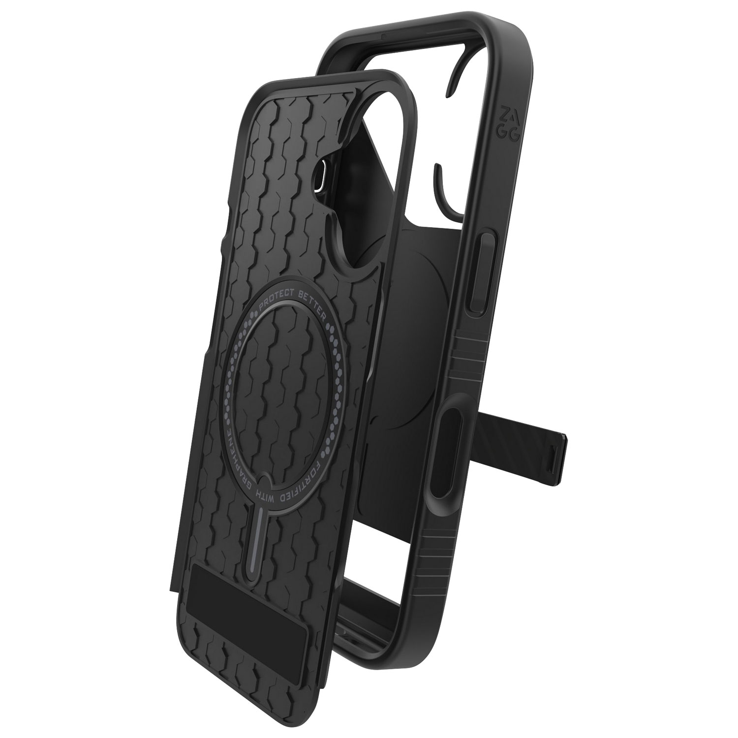 Étui rigide ajusté Denali Snap de ZAGG avec béquille pour iPhone 16 - Noir