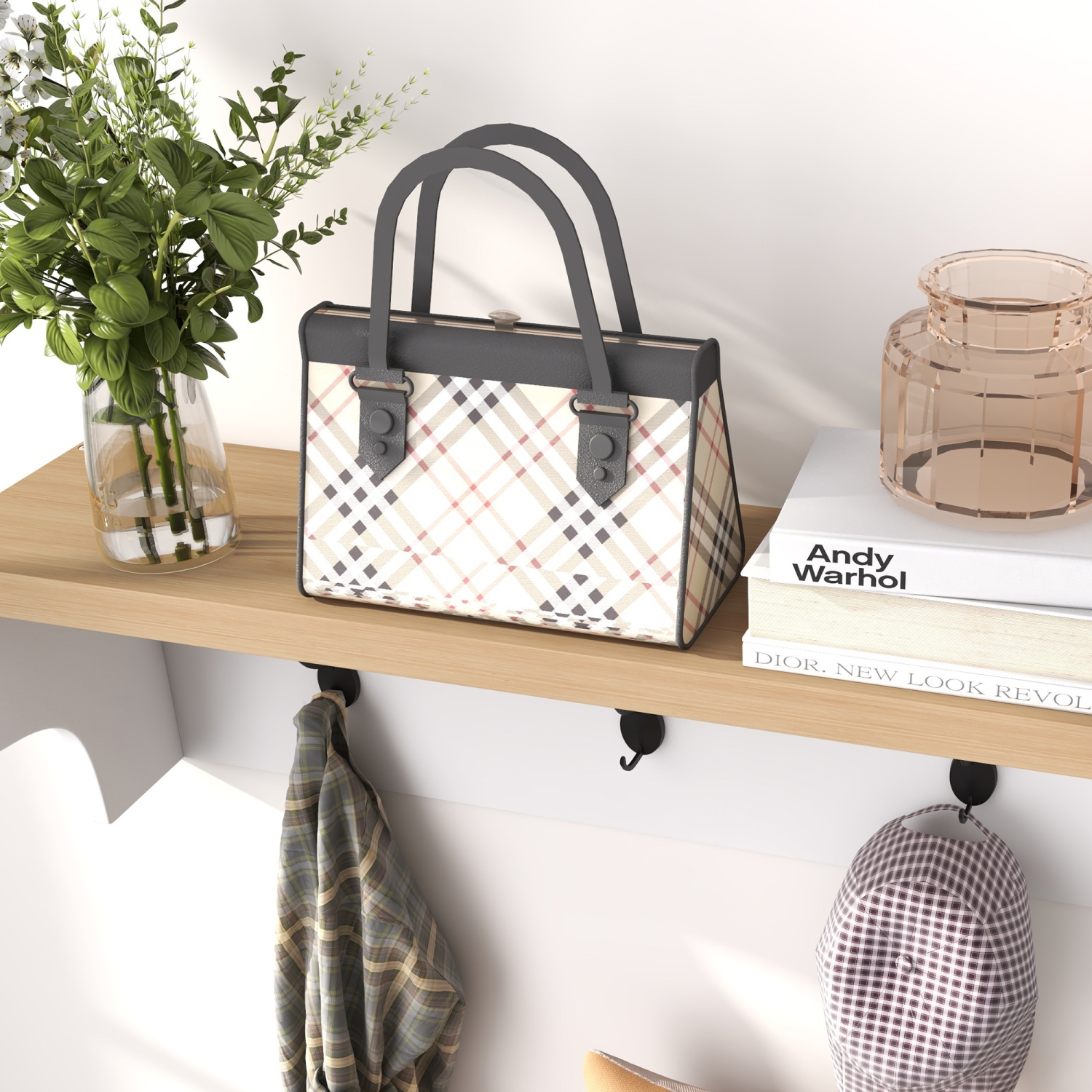 Banc à chaussures avec portemanteau 3-en-1 de HOMCOM, portemanteau à 5 crochets avec banc et rangement pour chaussures pour 9 paires de chaussures,