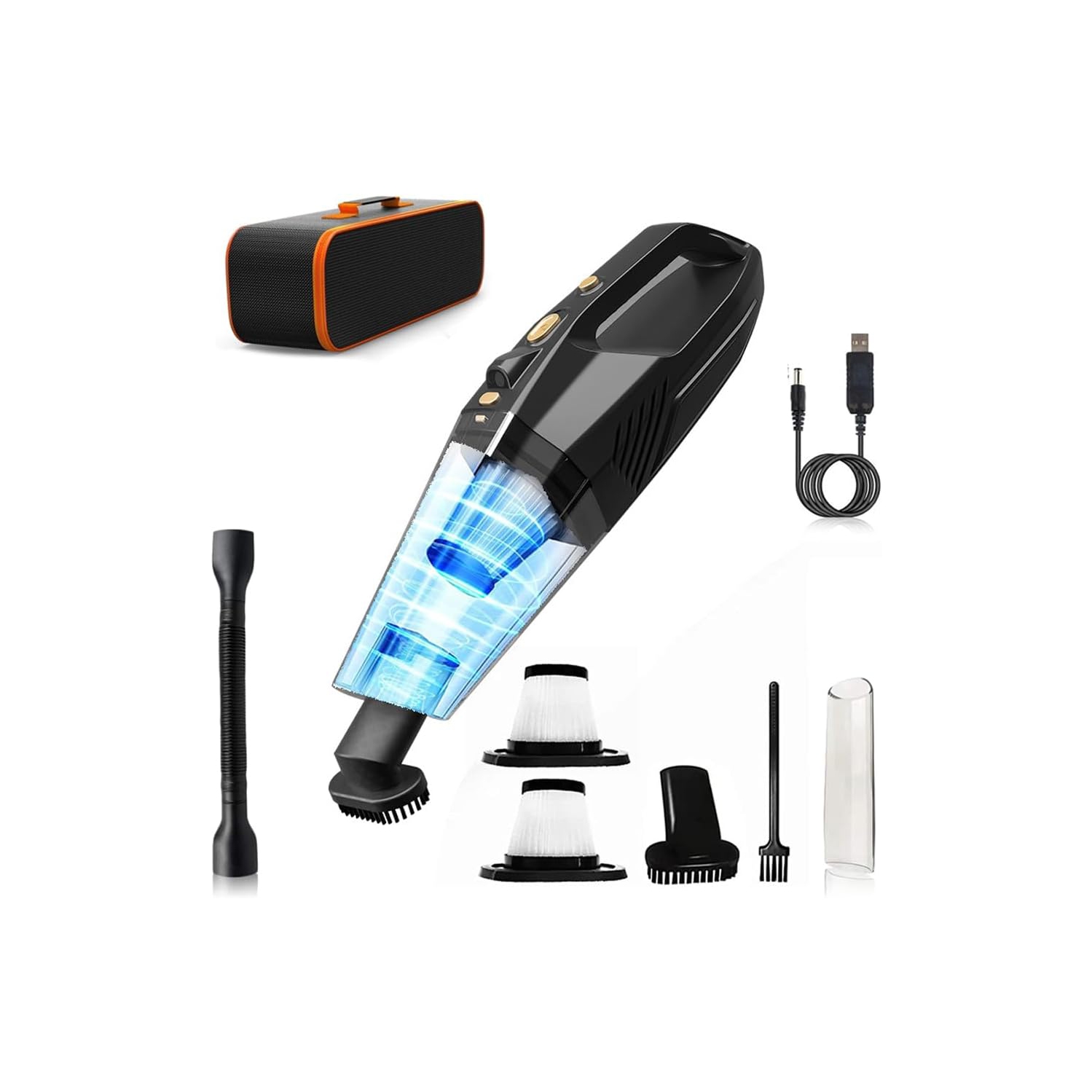 Aspirateur à main Kunova, aspirateur à main portatif sans fil à aspiration puissante 8000Pa avec lampe à DEL, batterie rechargeable à longue