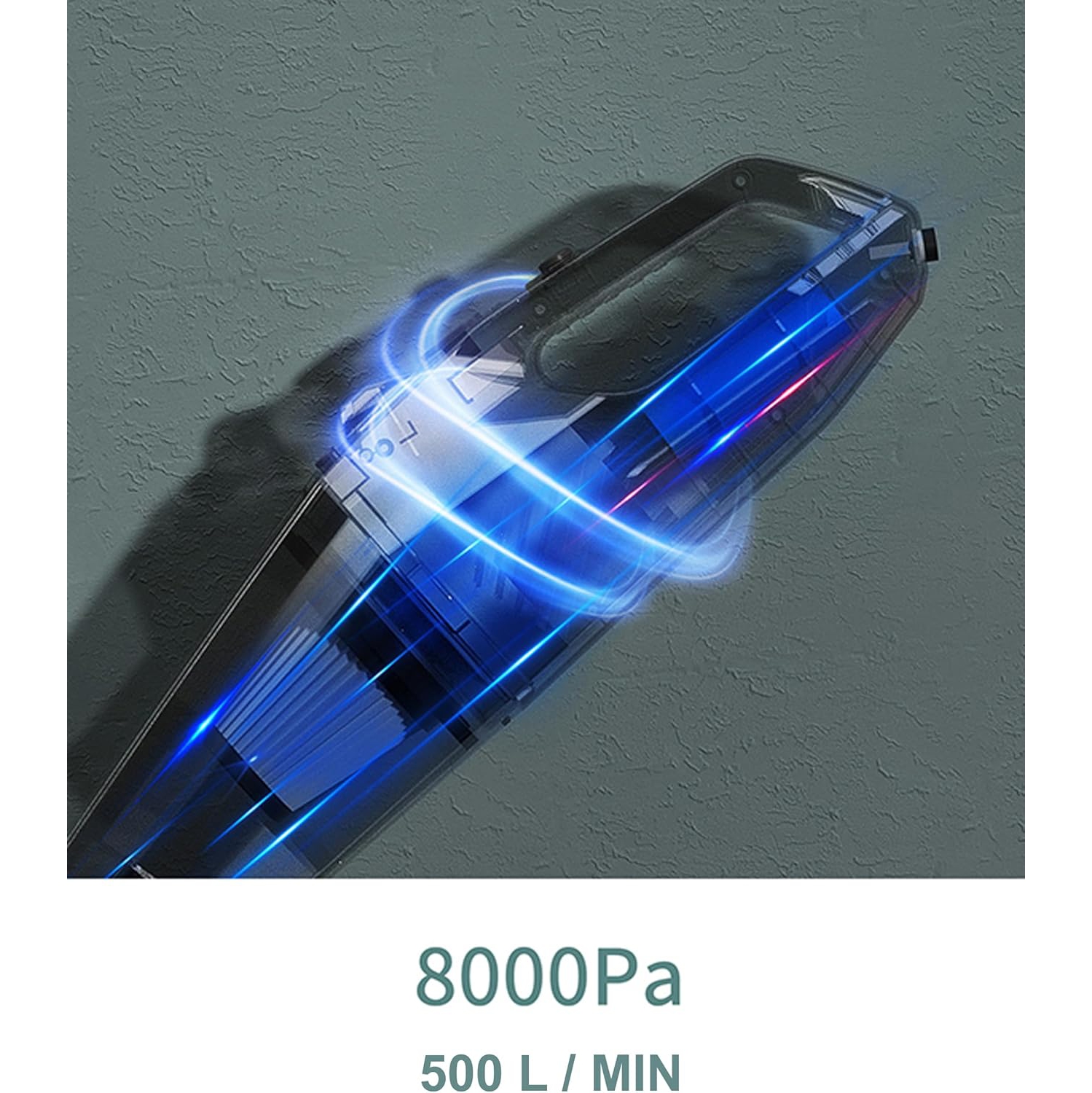 Aspirateur à main Kunova, aspirateur à main portatif sans fil à aspiration puissante 8000Pa avec lampe à DEL, batterie rechargeable à longue