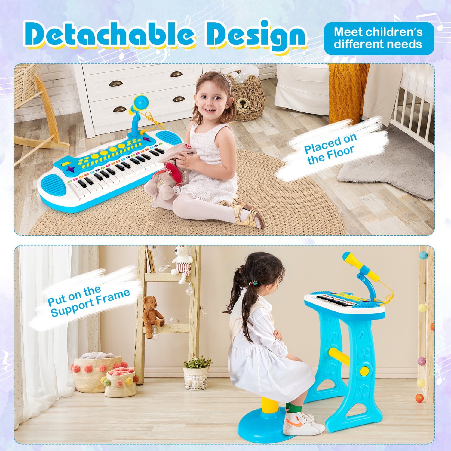 Costway 31 Key Kids Piano Keyboard Toy Toddler Musical Instrument w/ Microphone