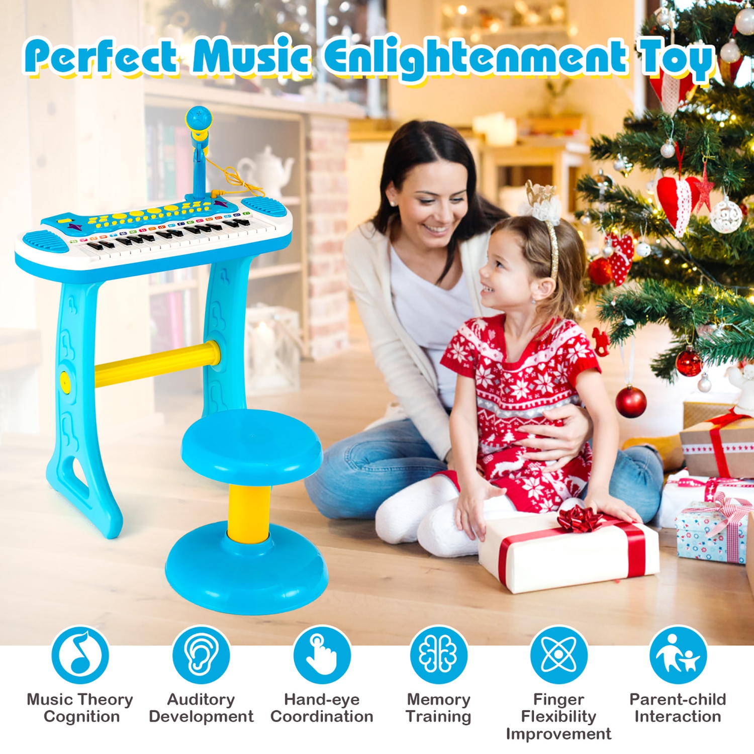 Costway 31 Key Kids Piano Keyboard Toy Toddler Musical Instrument w/ Microphone