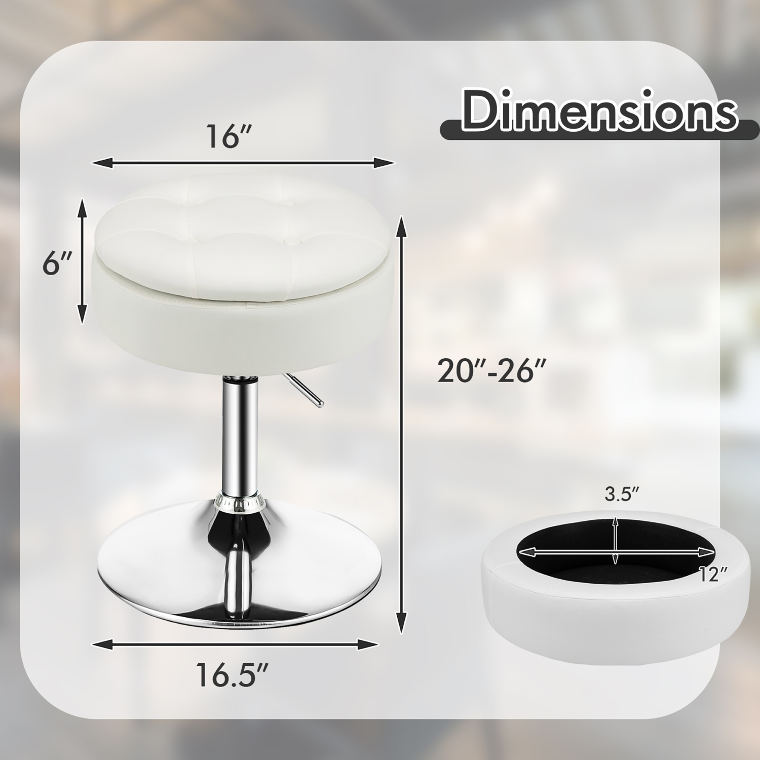 Ensemble de 2&nbsp;chaises de maquillage réglables avec rangement pivotant à 360° et plateau de Costway