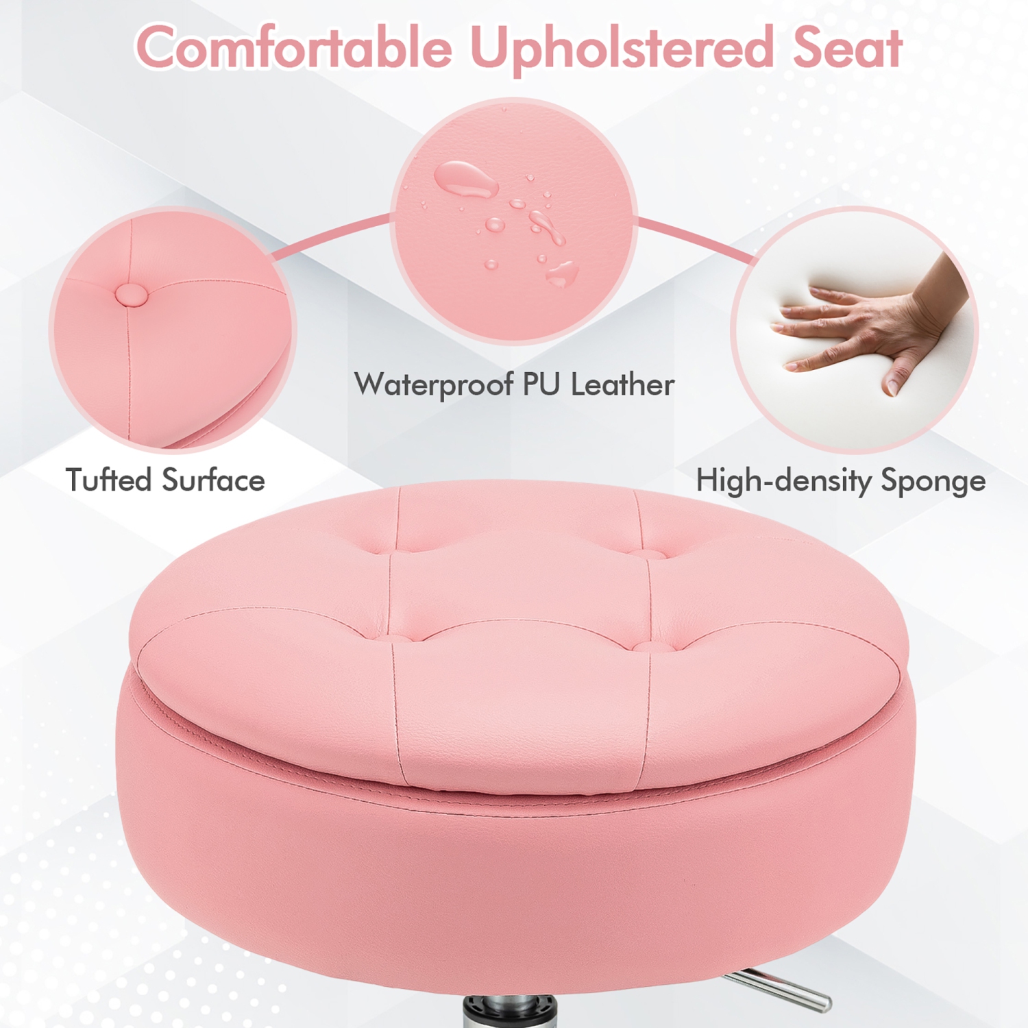 Ensemble de 4 chaises de maquillage réglables avec rangement pivotant à 360° et plateau de Costway