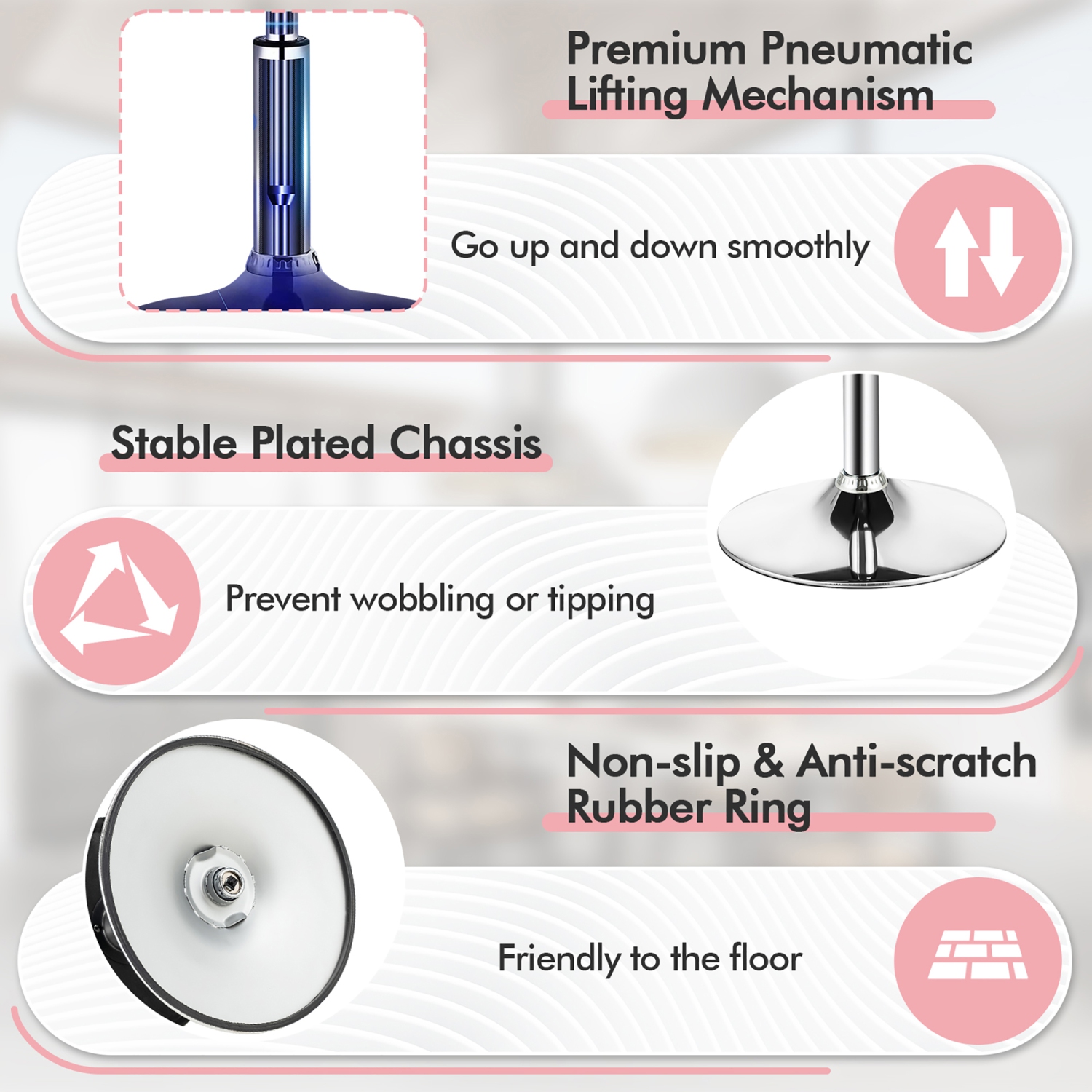 Ensemble de 4 chaises de maquillage réglables avec rangement pivotant à 360° et plateau de Costway