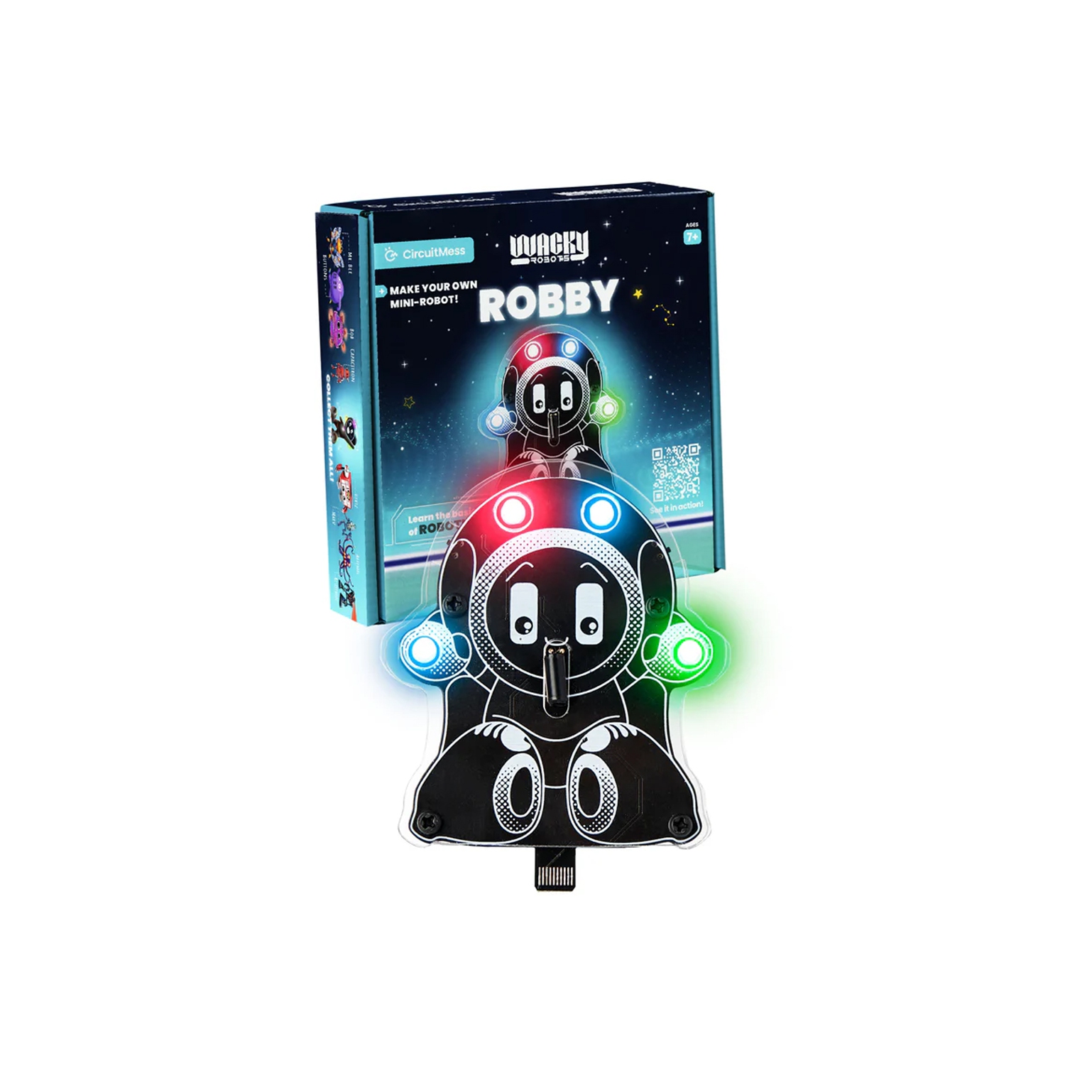 CircuitMess Wacky Robots Robby - Ensemble de mini robots à installer soi-même - Apprenez les capteurs de vibrations et les DEL - Appareils