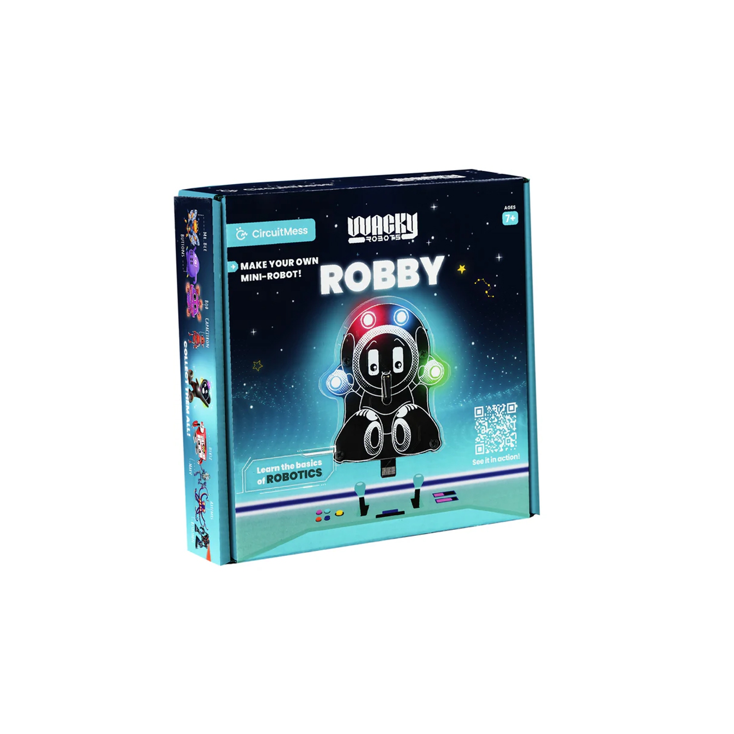 CircuitMess Wacky Robots Robby - Ensemble de mini robots à installer soi-même - Apprenez les capteurs de vibrations et les DEL - Appareils