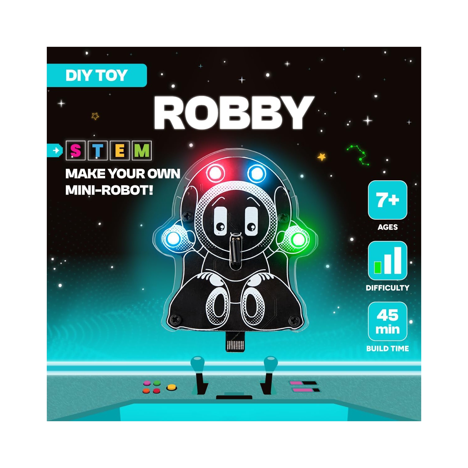 CircuitMess Wacky Robots Robby - Ensemble de mini robots à installer soi-même - Apprenez les capteurs de vibrations et les DEL - Appareils