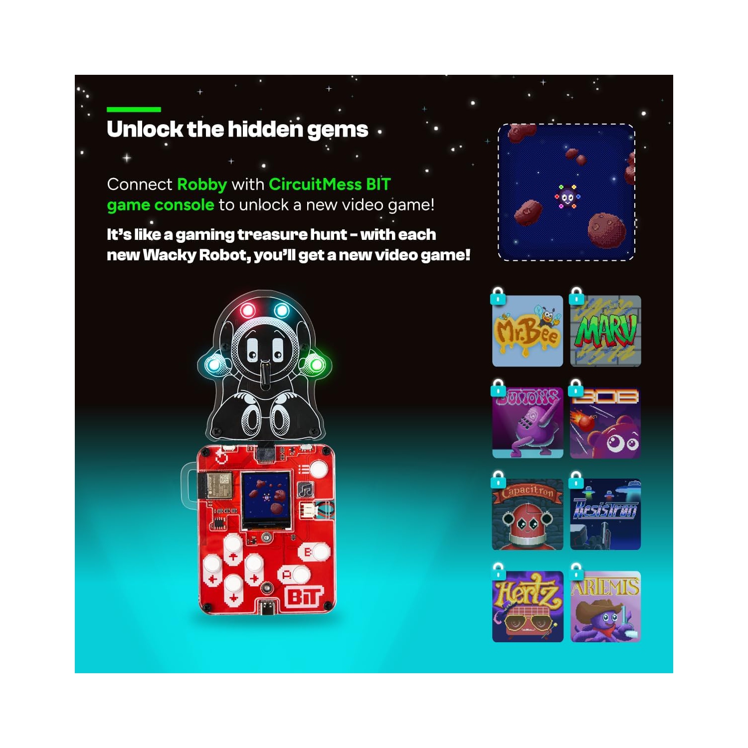 CircuitMess Wacky Robots Robby - Ensemble de mini robots à installer soi-même - Apprenez les capteurs de vibrations et les DEL - Appareils