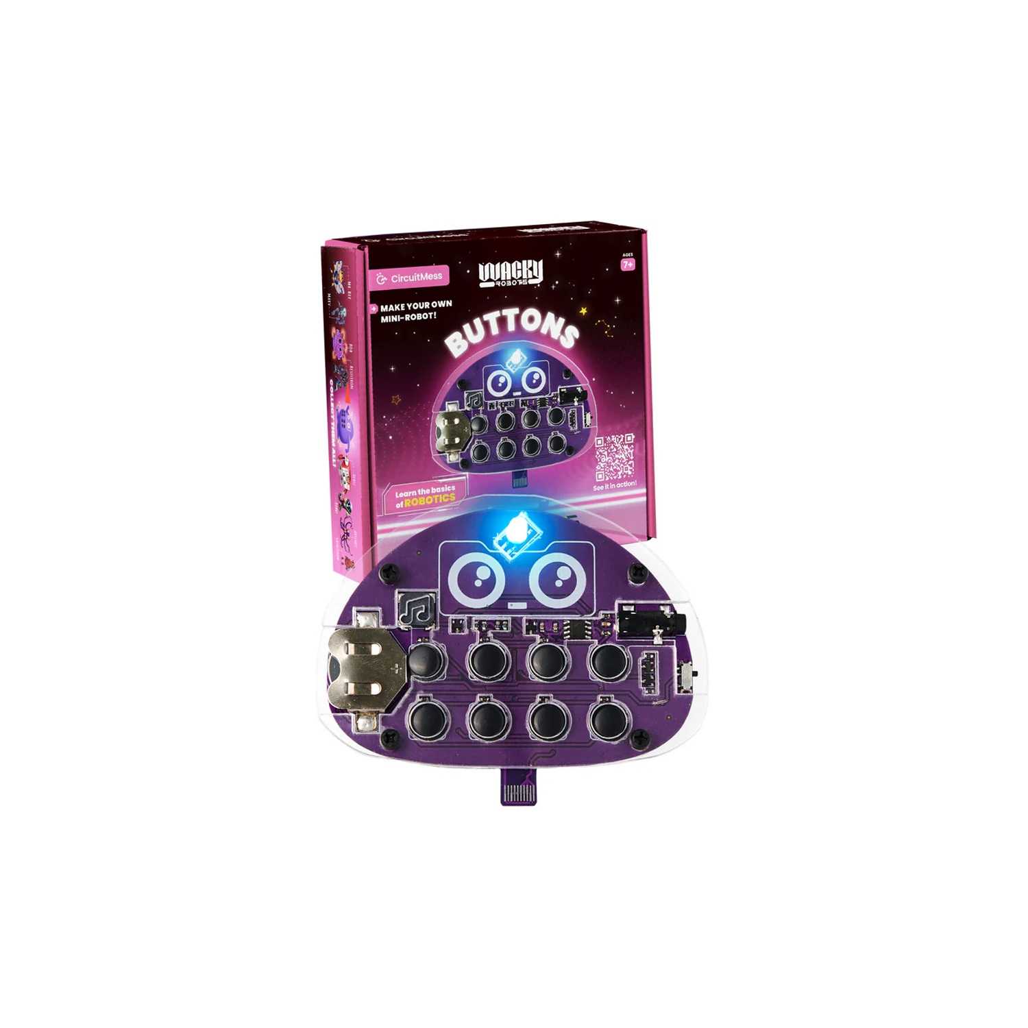 CircuitMess Wacky Robots Buttons - DIY Mini Robot Kit - Learn Microchips & Sound Synthesis - STEM Electronics Ages 7+