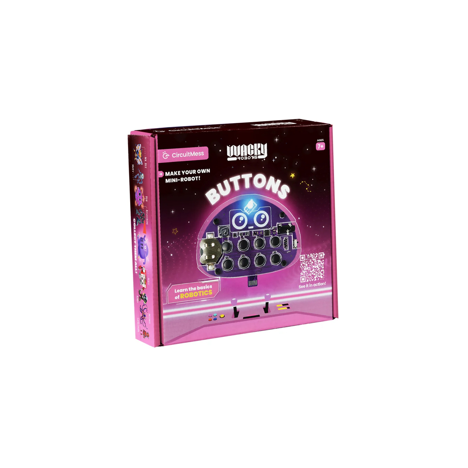 CircuitMess Wacky Robots Buttons - DIY Mini Robot Kit - Learn Microchips & Sound Synthesis - STEM Electronics Ages 7+