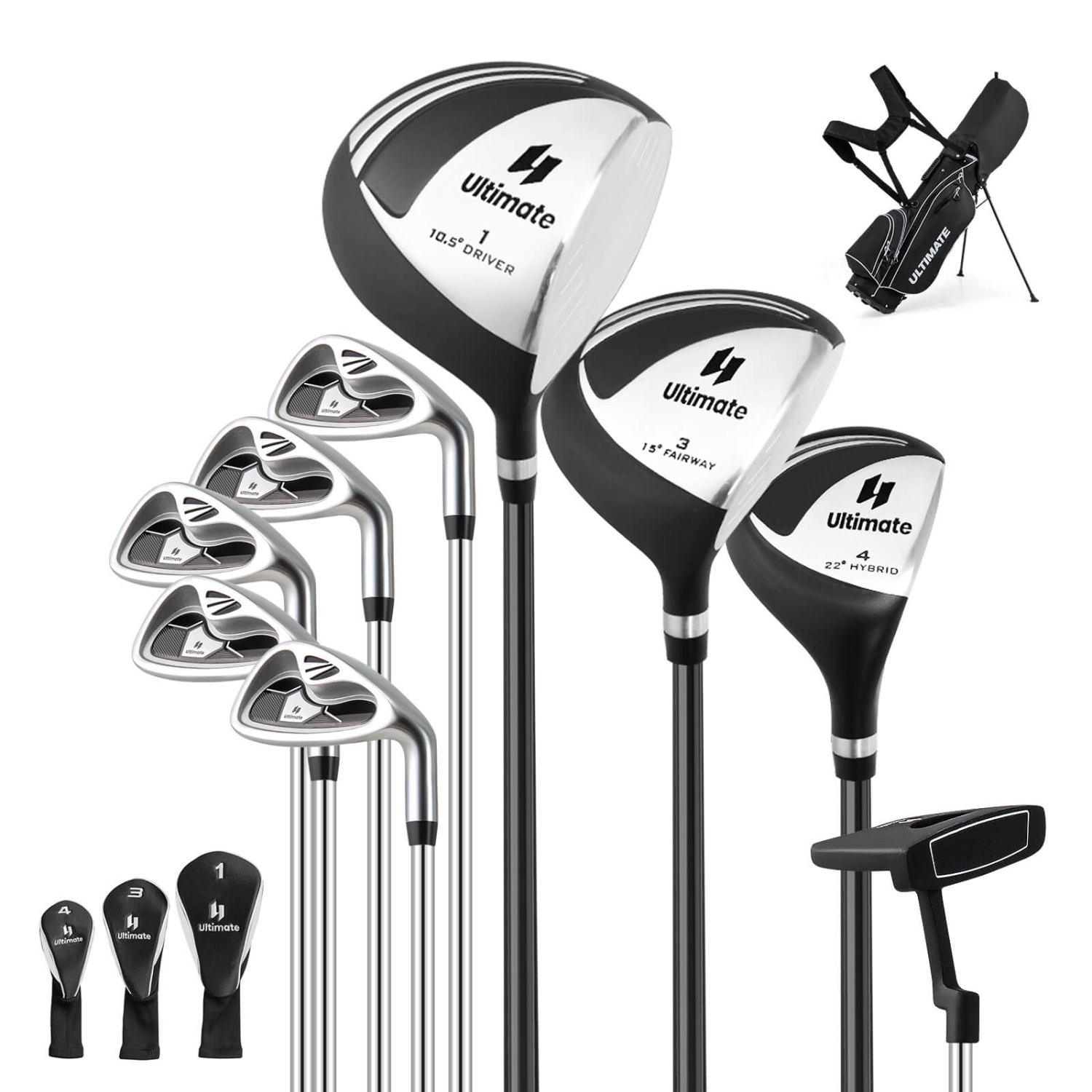 Costway Men's Complete Golf Clubs Package Set 10 Pieces Includes Alloy Driver