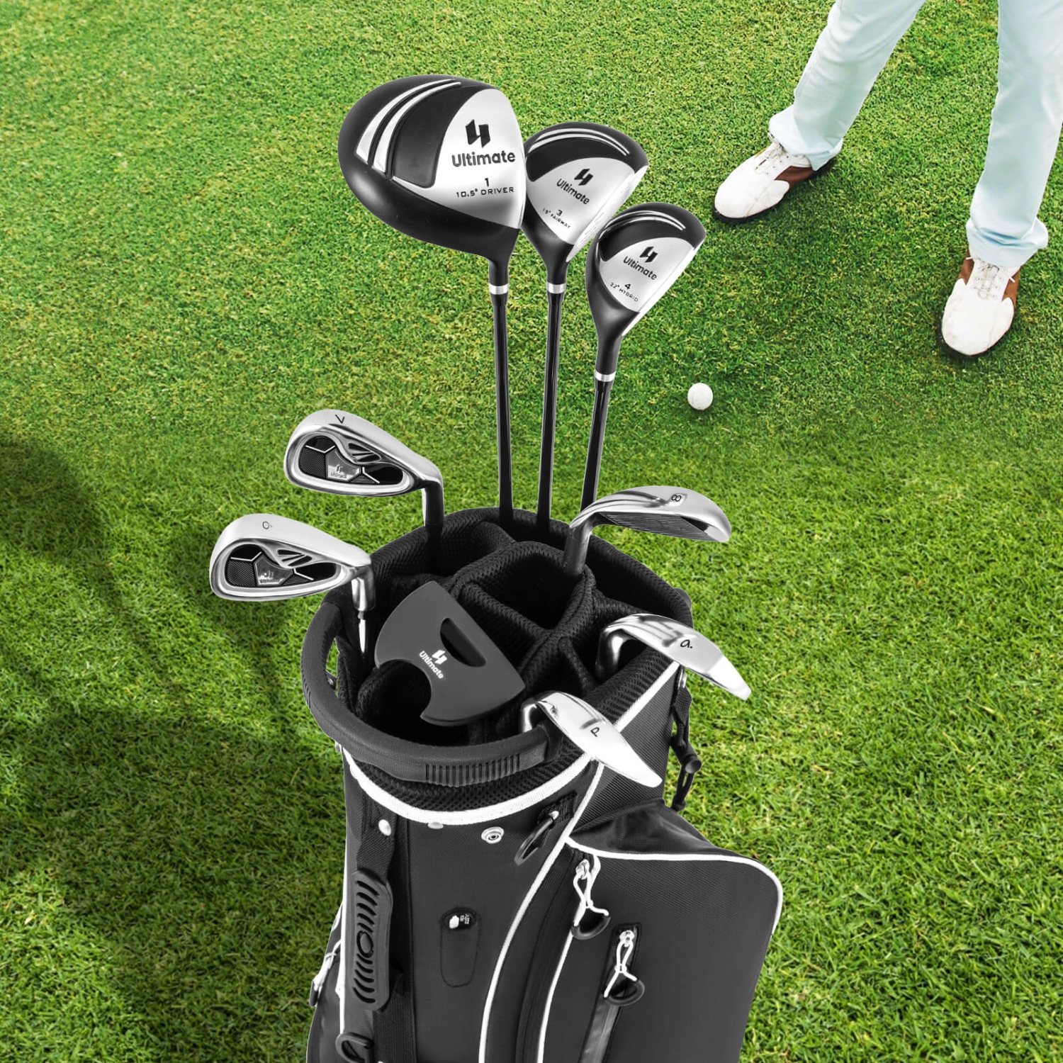 Costway Men's Complete Golf Clubs Package Set 10 Pieces Includes Alloy Driver