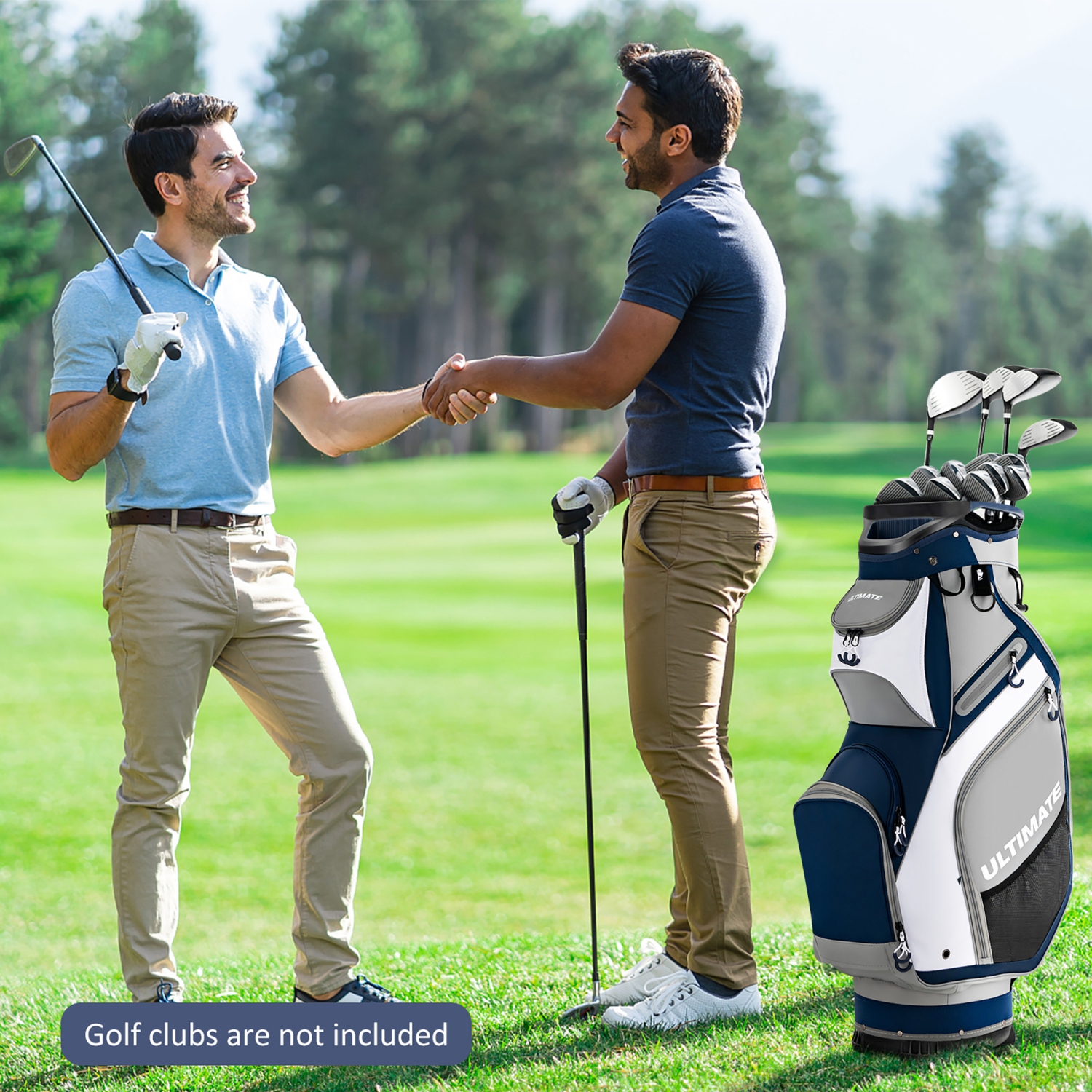 10.5" Golf Stand Bag w/14 Way Full-Length Dividers Rain Hood 7 Zippered Pockets