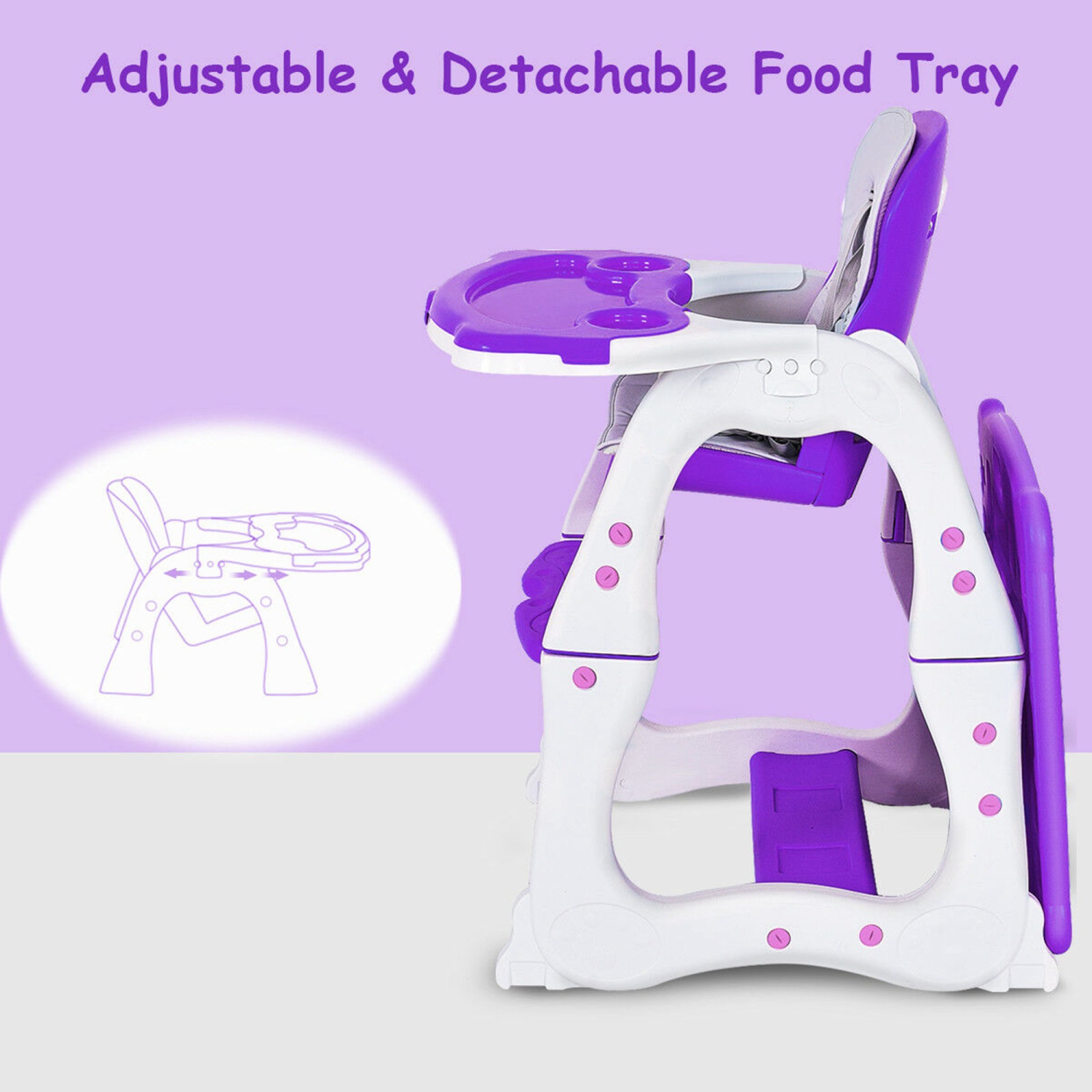 Costway 3 in 1 Baby High Chair Convertible Play Table Seat Booster Toddler Feeding Tray