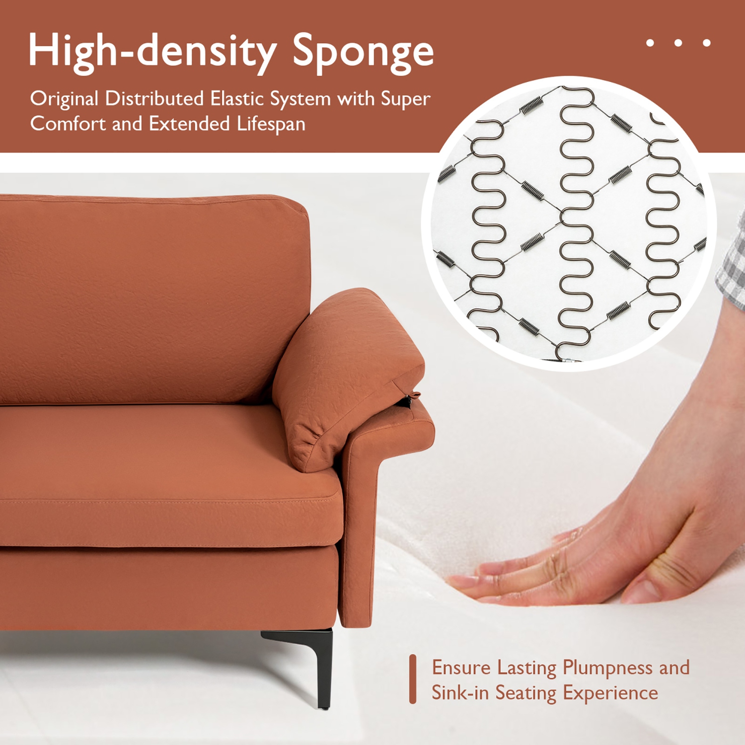 Causeuse moderne en tissu à 2 sièges de Costway pour petit espace avec pattes en métal