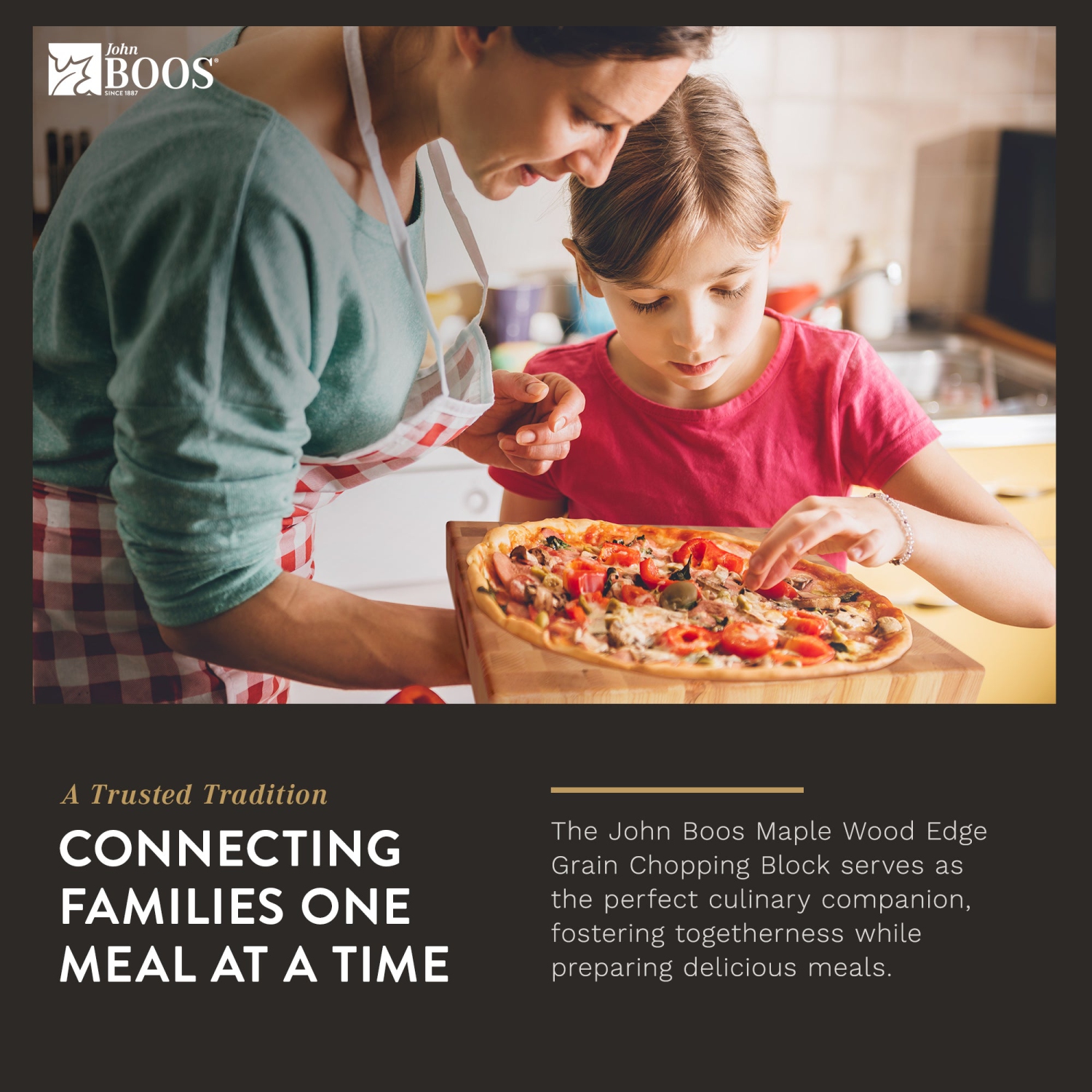 Petite planche à découper en bois d'érable de John Boos pour cuisine de 18 x 18 x 2,25 po