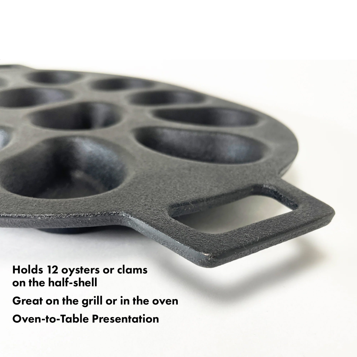 Bayou – poêle à griller en fonte pour 12 palourdes, noir
