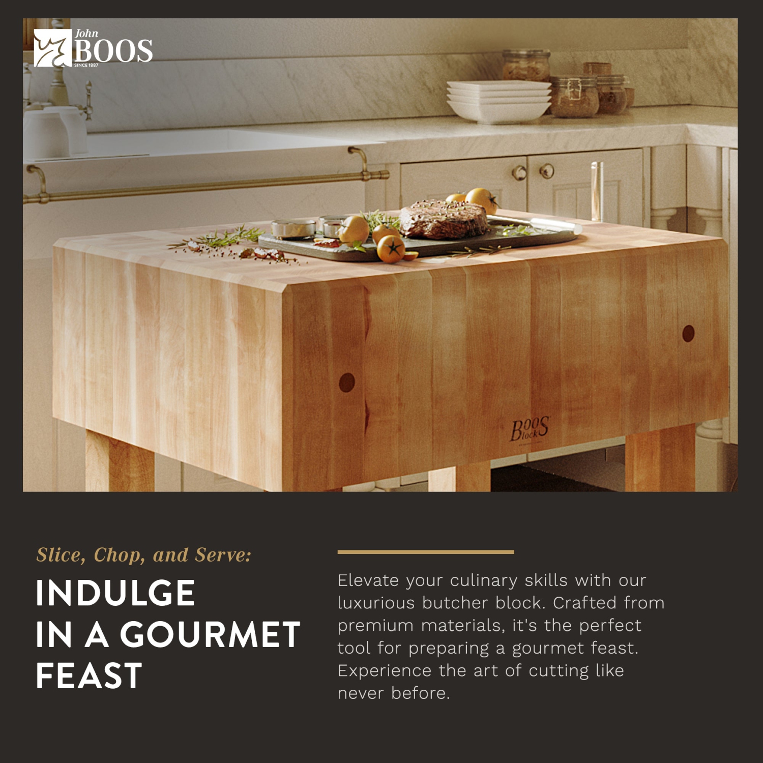 John Boos – Table de préparation carrée en bois pour bloc de boucher AB Series, 18 x 18 po, érable