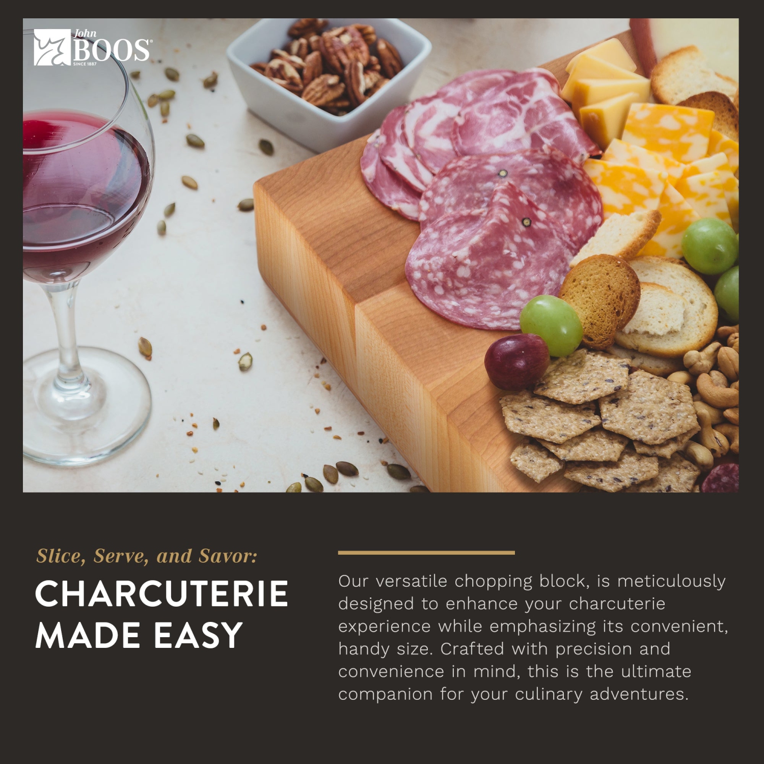 John Boos – planche à découper en bois d’érable pour cuisine, 15 x 15 x 3 po