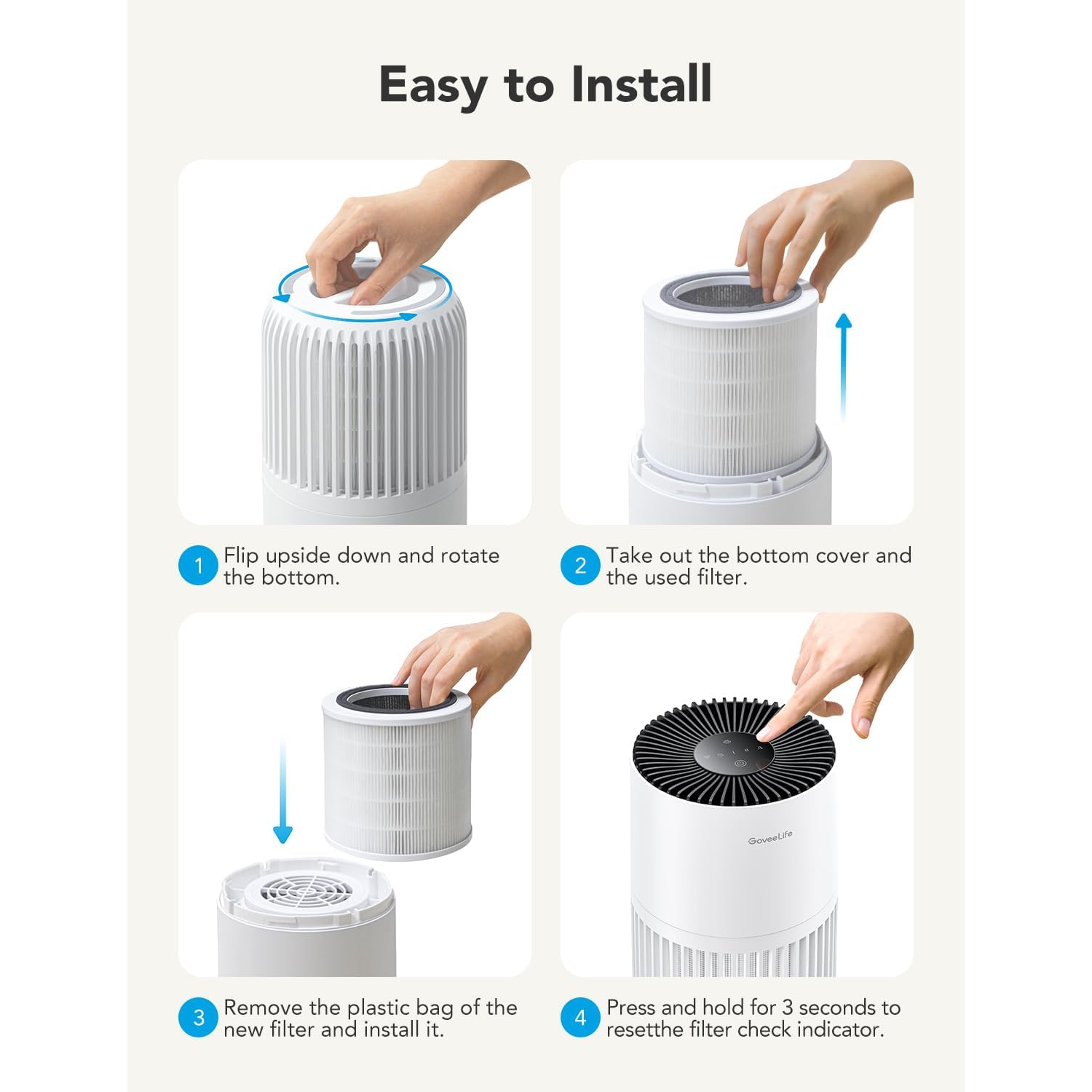 GoveeLife Air Purifier Replacement Accessories for H7126,H13 HEPA 2Pack