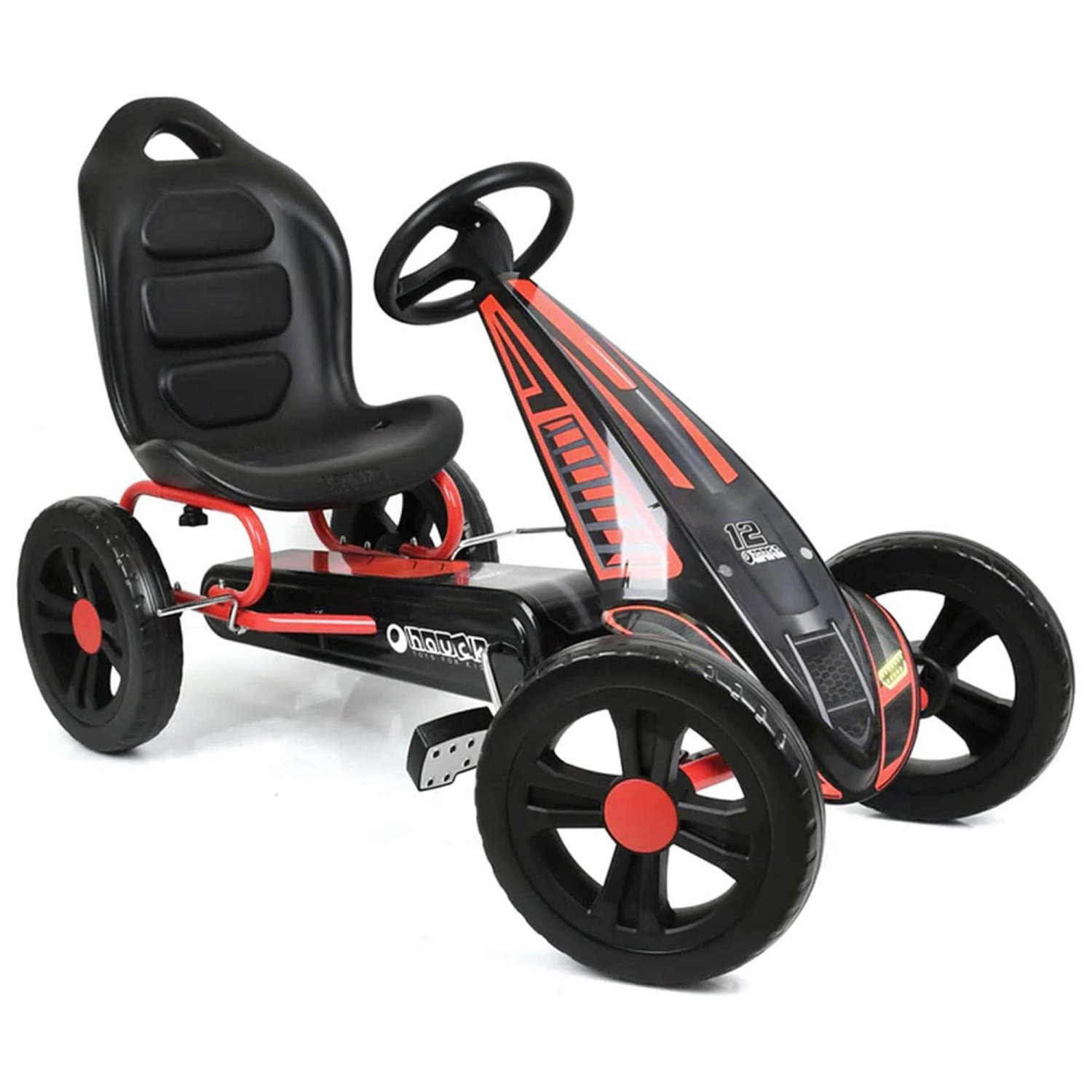 hauck Cyclone Racing Go Kart w/ Low Profile Rubber Tires & Handbrake Design, Red