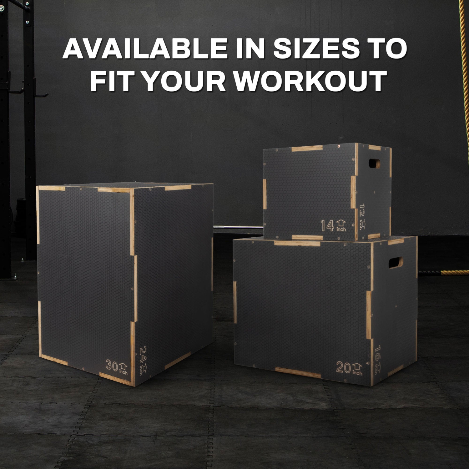 Signature Fitness – plateforme de saut antidérapante en bois PLYO Box de 16 x 14 x 12 po, gris