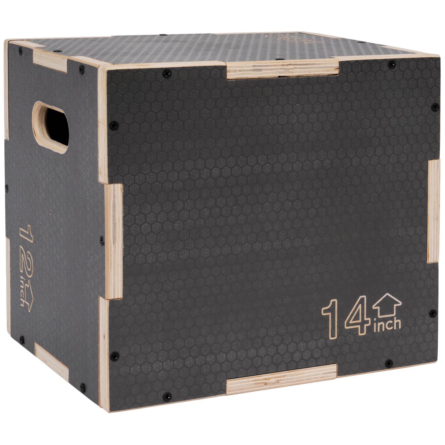 Signature Fitness – plateforme de saut antidérapante en bois PLYO Box de 16 x 14 x 12 po, gris