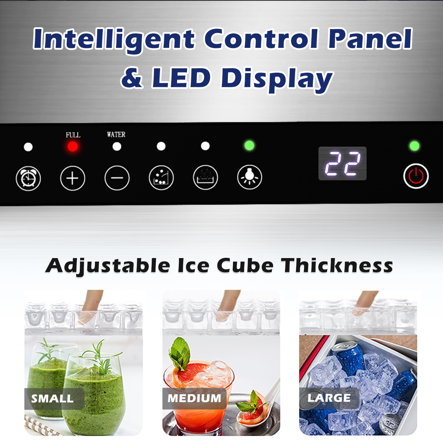 100 lbs. Freestanding Ice Maker in Stainless Steel with 33 lbs. Storage Bin Capacity