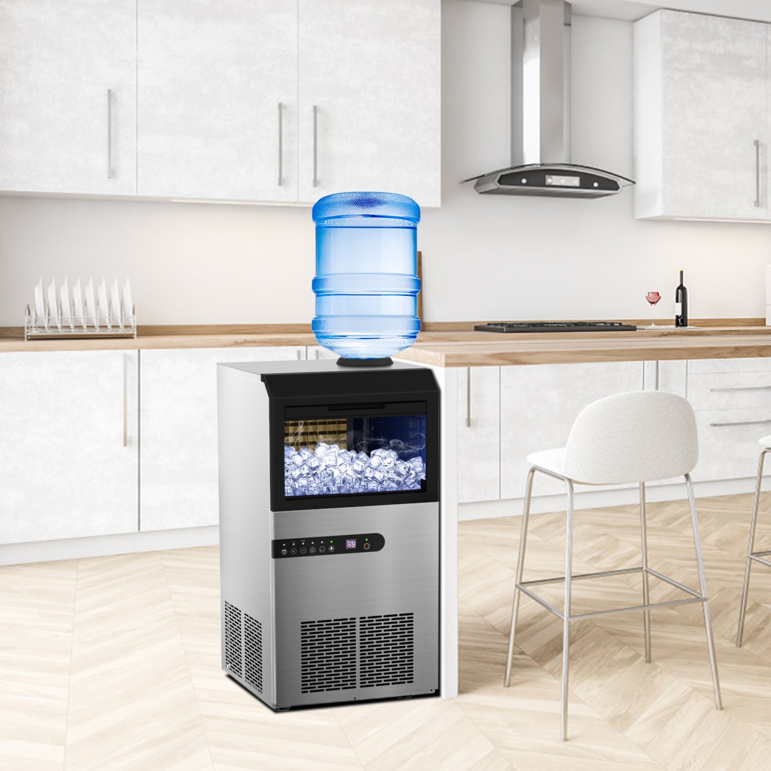 100 lbs. Freestanding Ice Maker in Stainless Steel with 33 lbs. Storage Bin Capacity