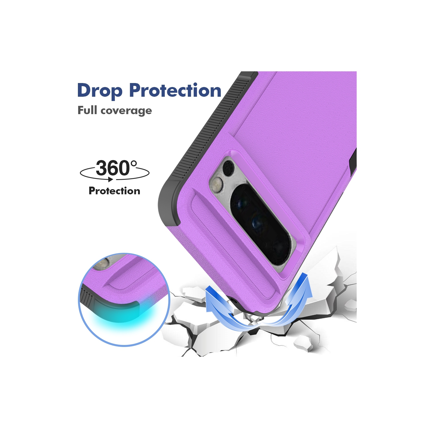 Étui rigide ajusté robuste à deux couches de XCRS pour Pixel 8 Pro de Google