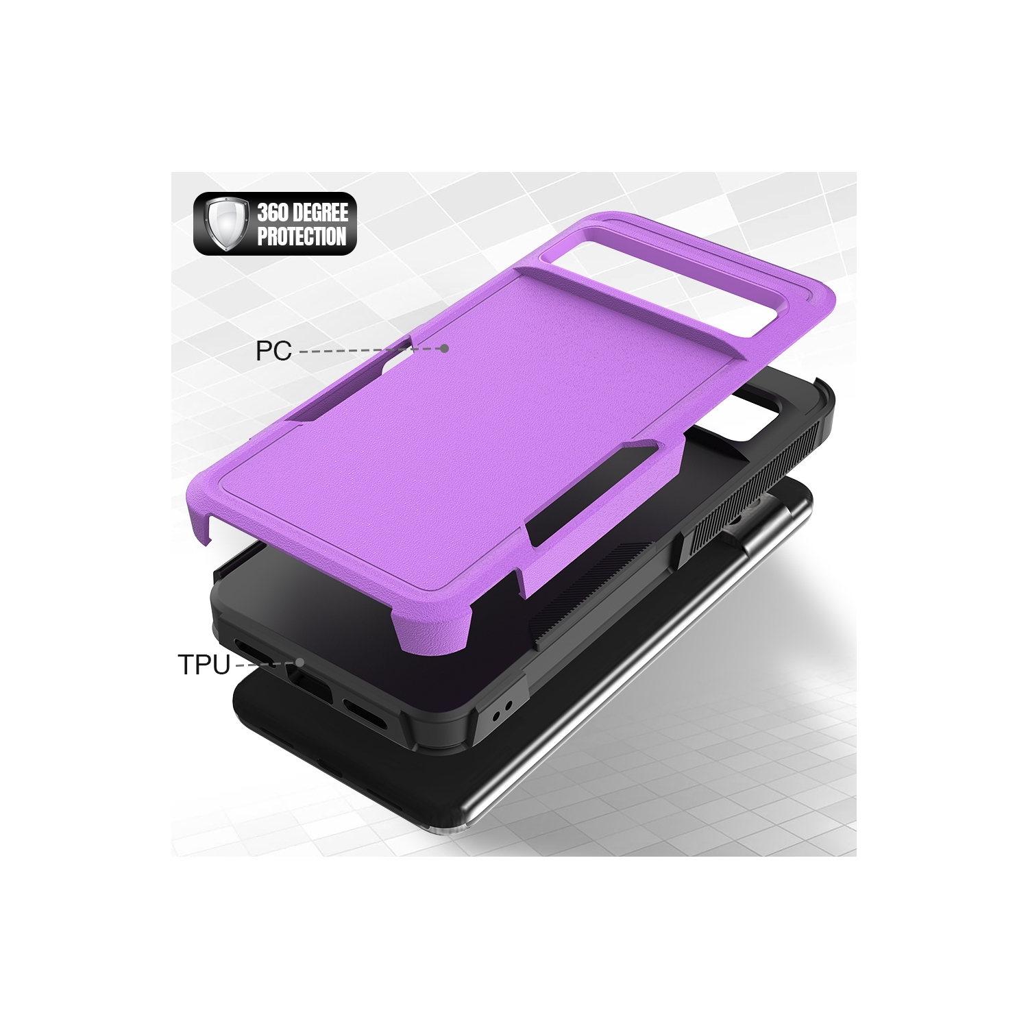 Étui rigide ajusté robuste à deux couches de XCRS pour Pixel 8 Pro de Google