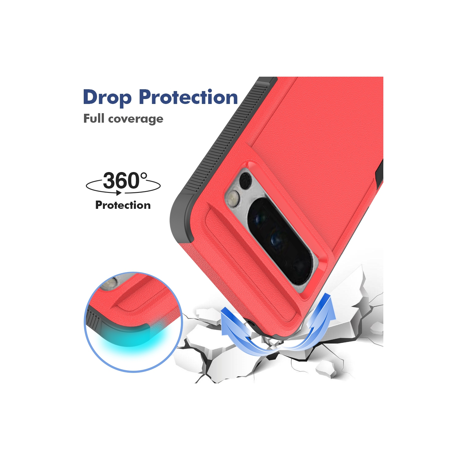 Étui rigide ajusté robuste à deux couches de XCRS pour Pixel 8 Pro de Google