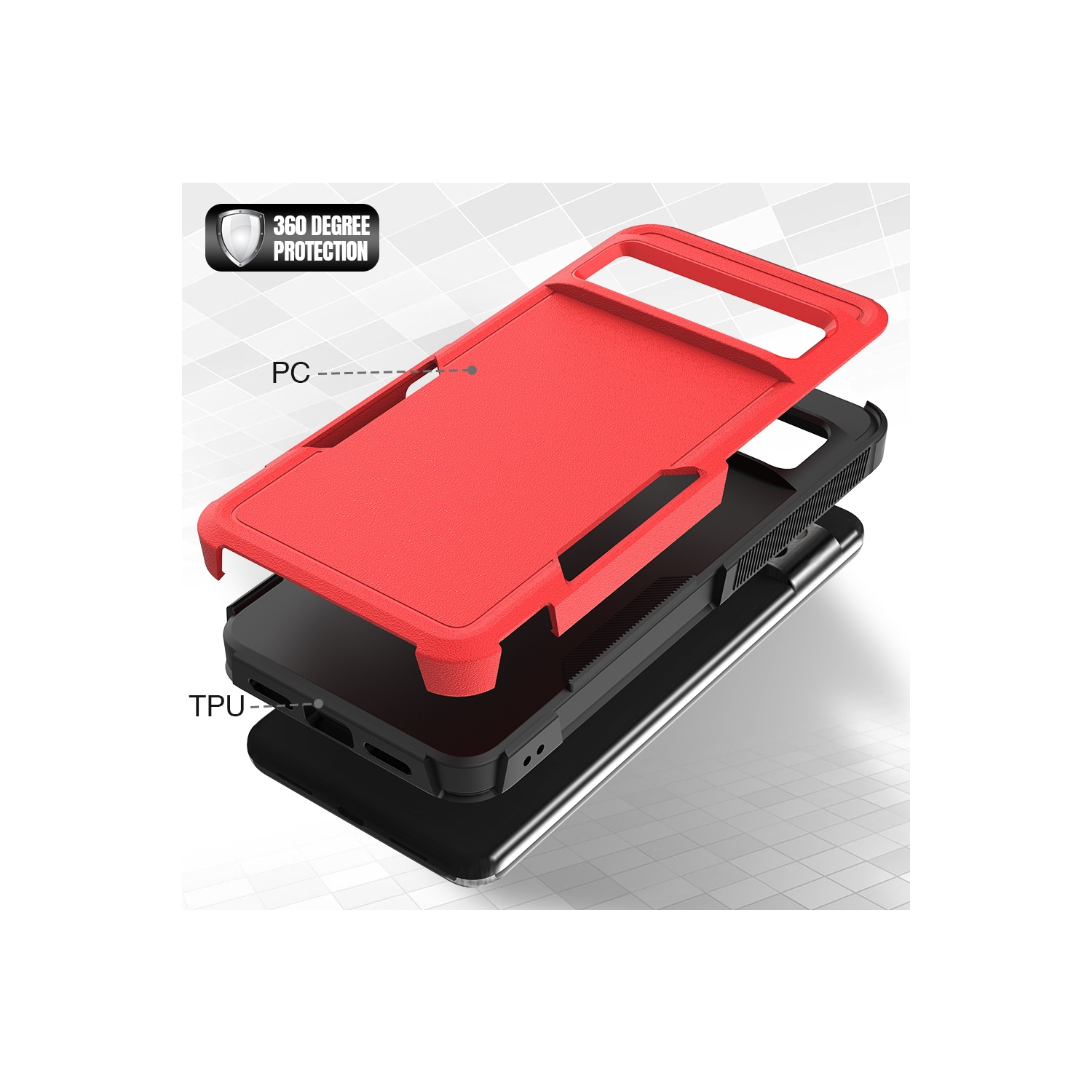 Étui rigide ajusté robuste à deux couches de XCRS pour Pixel 8 Pro de Google