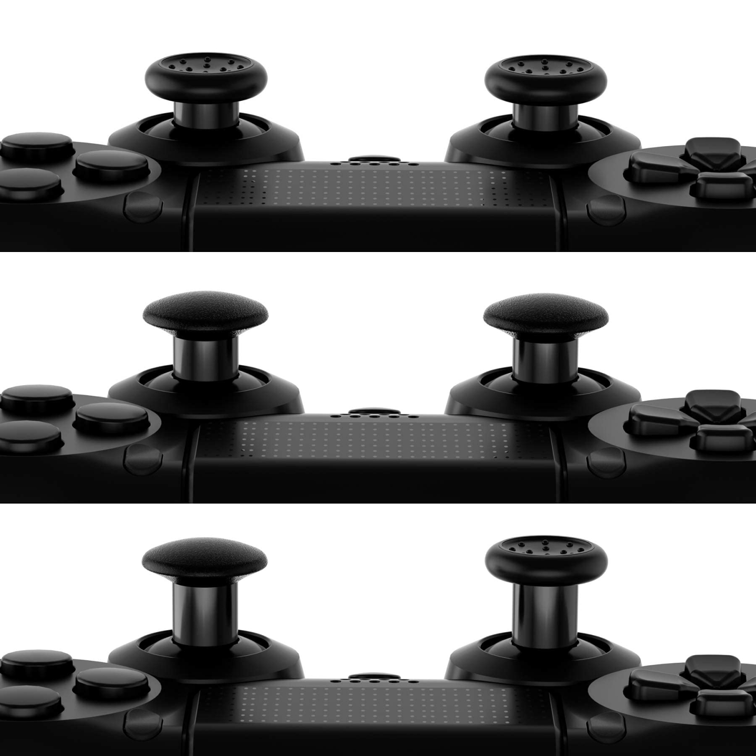 Capuchons antidérapants ergonomiques interchangeables pour manette PS5, manette PS4 All Model - manette 3 Height Domed et manette concave réglable -