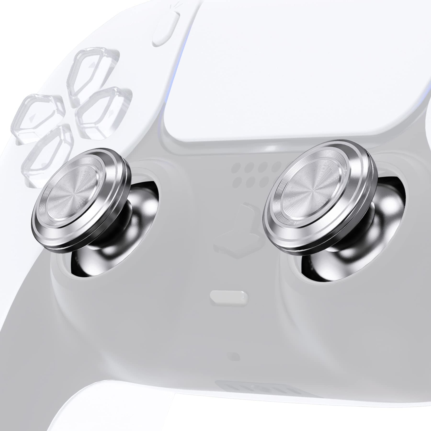 Custom Silver Metal Thumbsticks for PS5 Controller, Replacement Aluminum Analog Stick Joystick for PS4 Controller - Controller NOT Included